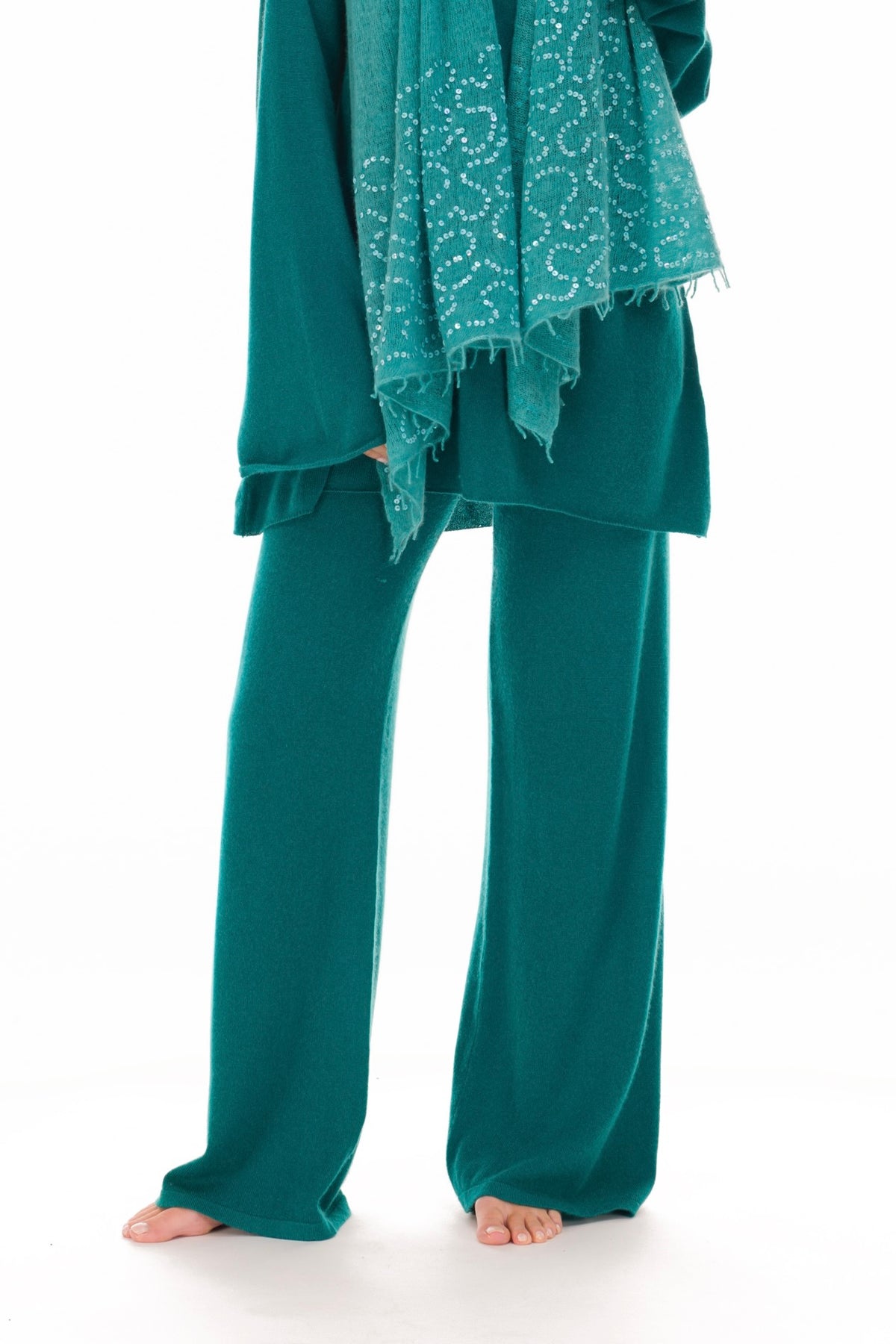 100% CASHMERE LOUNGE PANTS PEACOCK