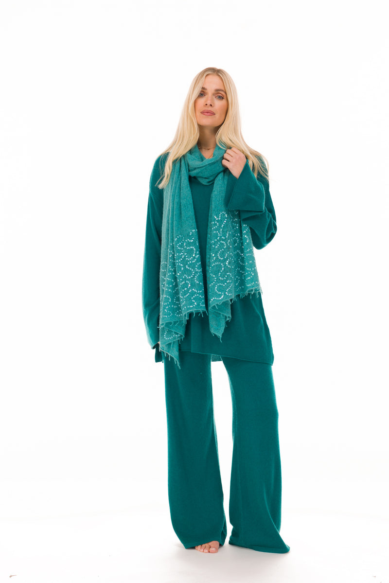100% CASHMERE LOUNGE PANTS PEACOCK