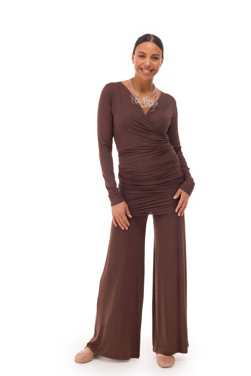 BAMBOO PALAZZO PANTS BROWN