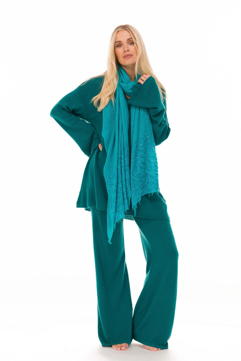 100% CASHMERE LOUNGE PANTS PEACOCK