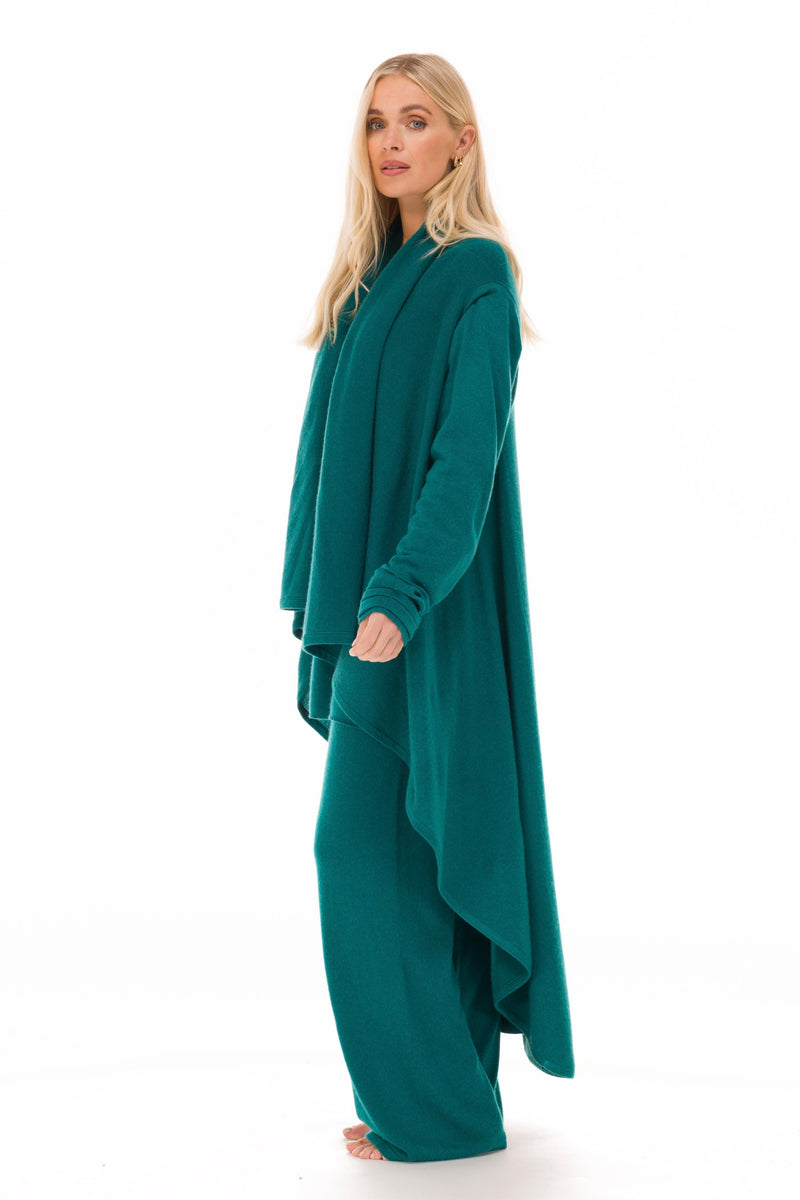 NEW 100% MONGOLIAN CASHMERE WATERFALL JACKET PEACOCK