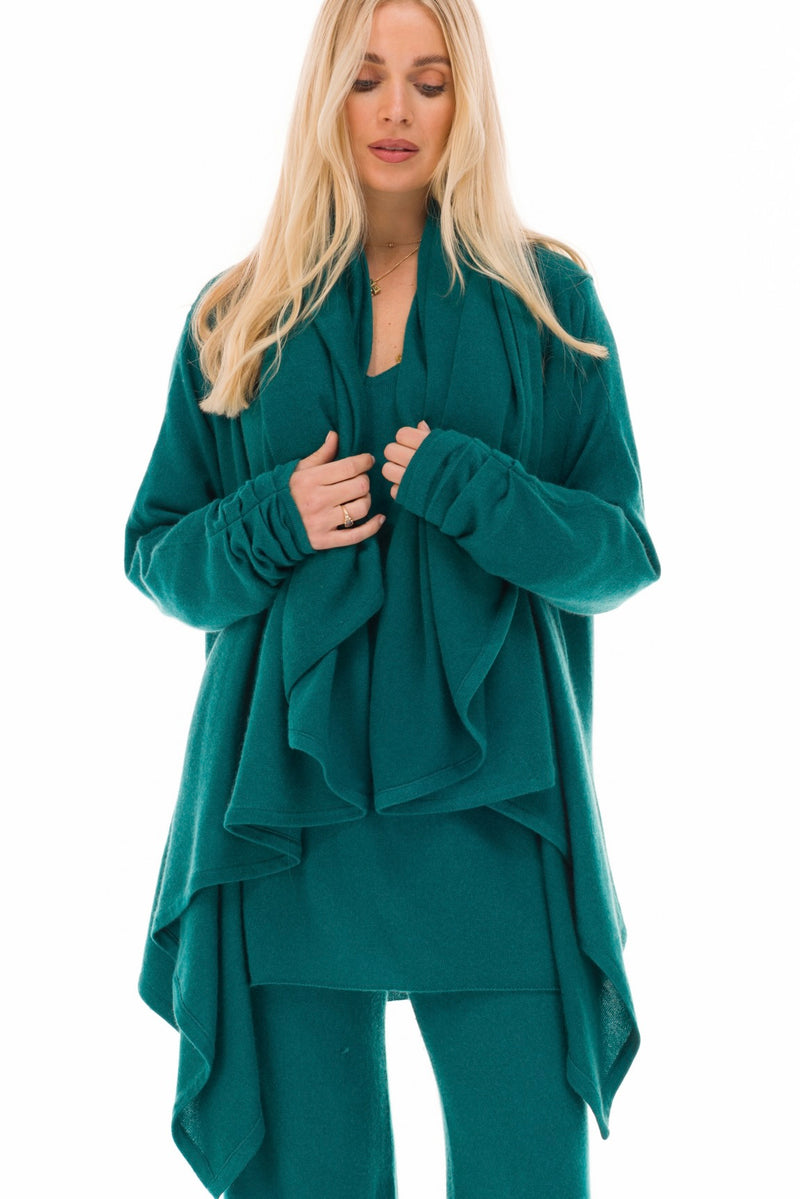 NEW 100% MONGOLIAN CASHMERE WATERFALL JACKET PEACOCK