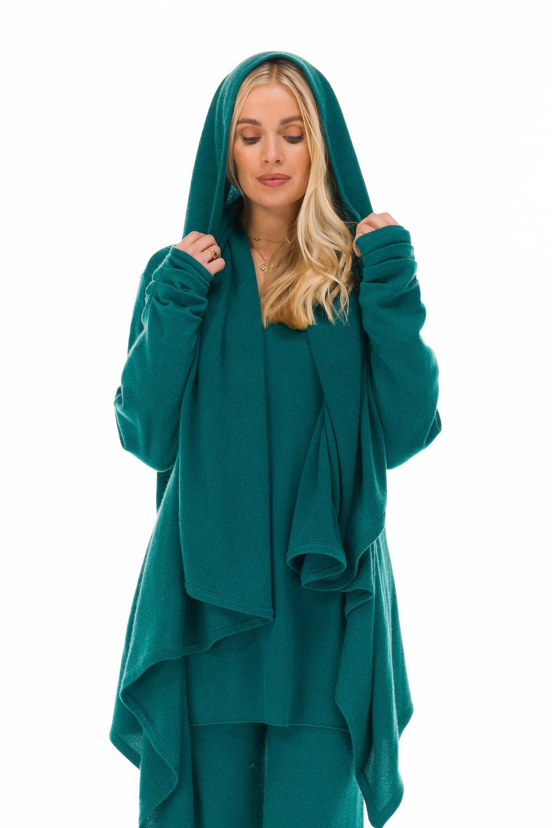 NEW 100% MONGOLIAN CASHMERE WATERFALL JACKET PEACOCK