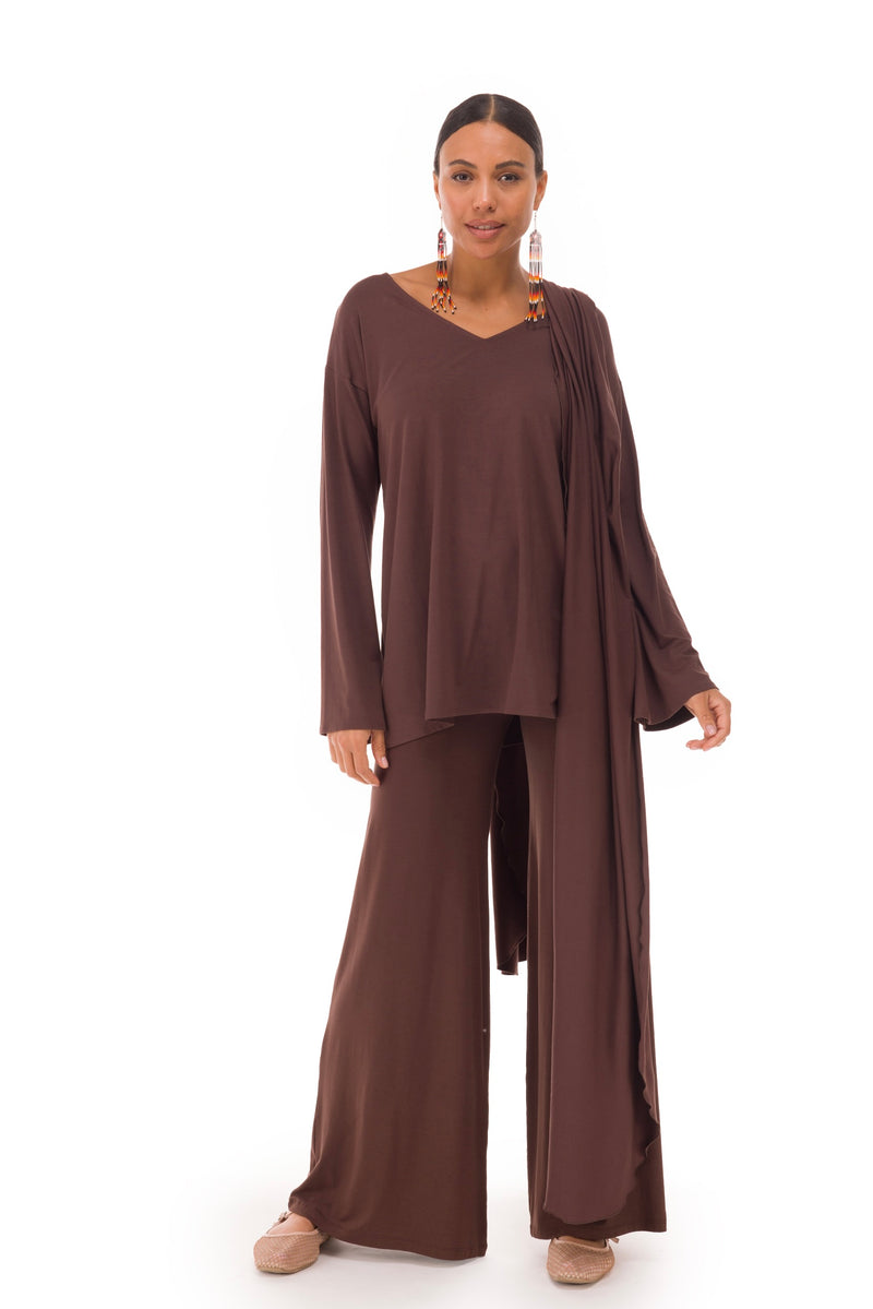 BAMBOO PALAZZO PANTS BROWN