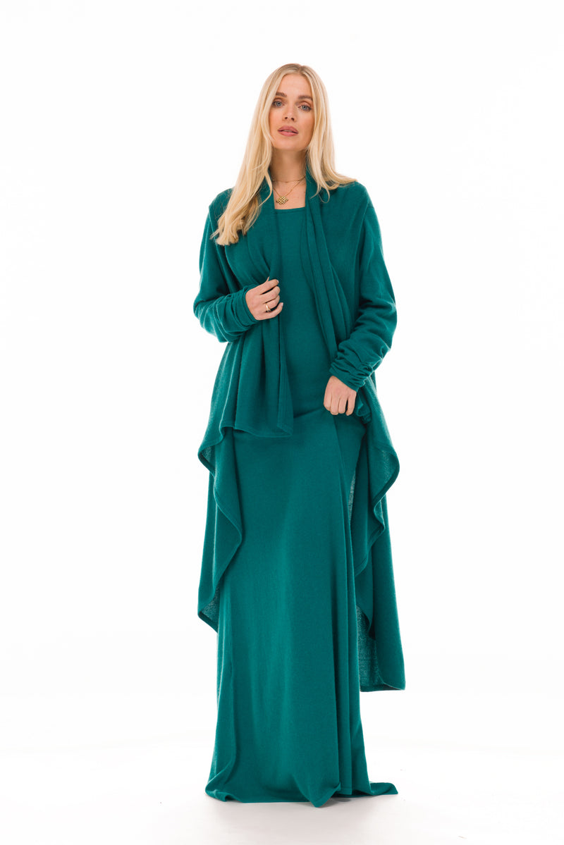NEW 100% MONGOLIAN CASHMERE WATERFALL JACKET PEACOCK