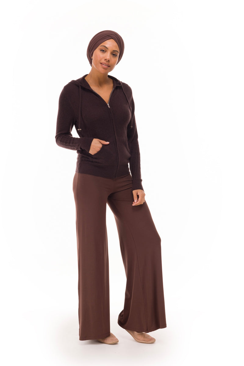 100% CASHMERE TRACKSUIT TOP BROWN