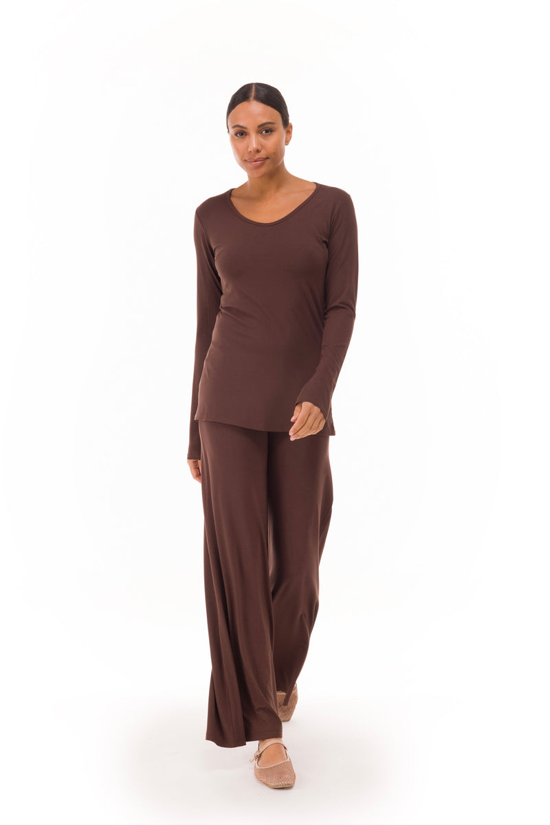 BAMBOO LONG SLEEVE TOP BROWN