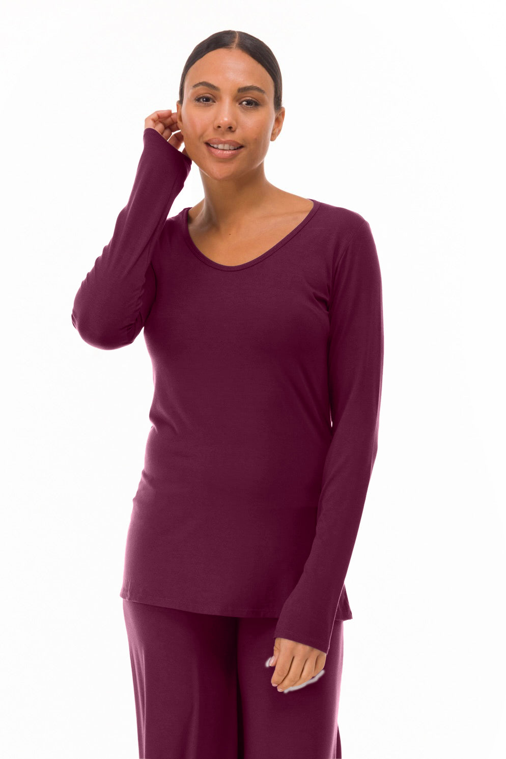 BAMBOO LONG SLEEVE TOP BERRY