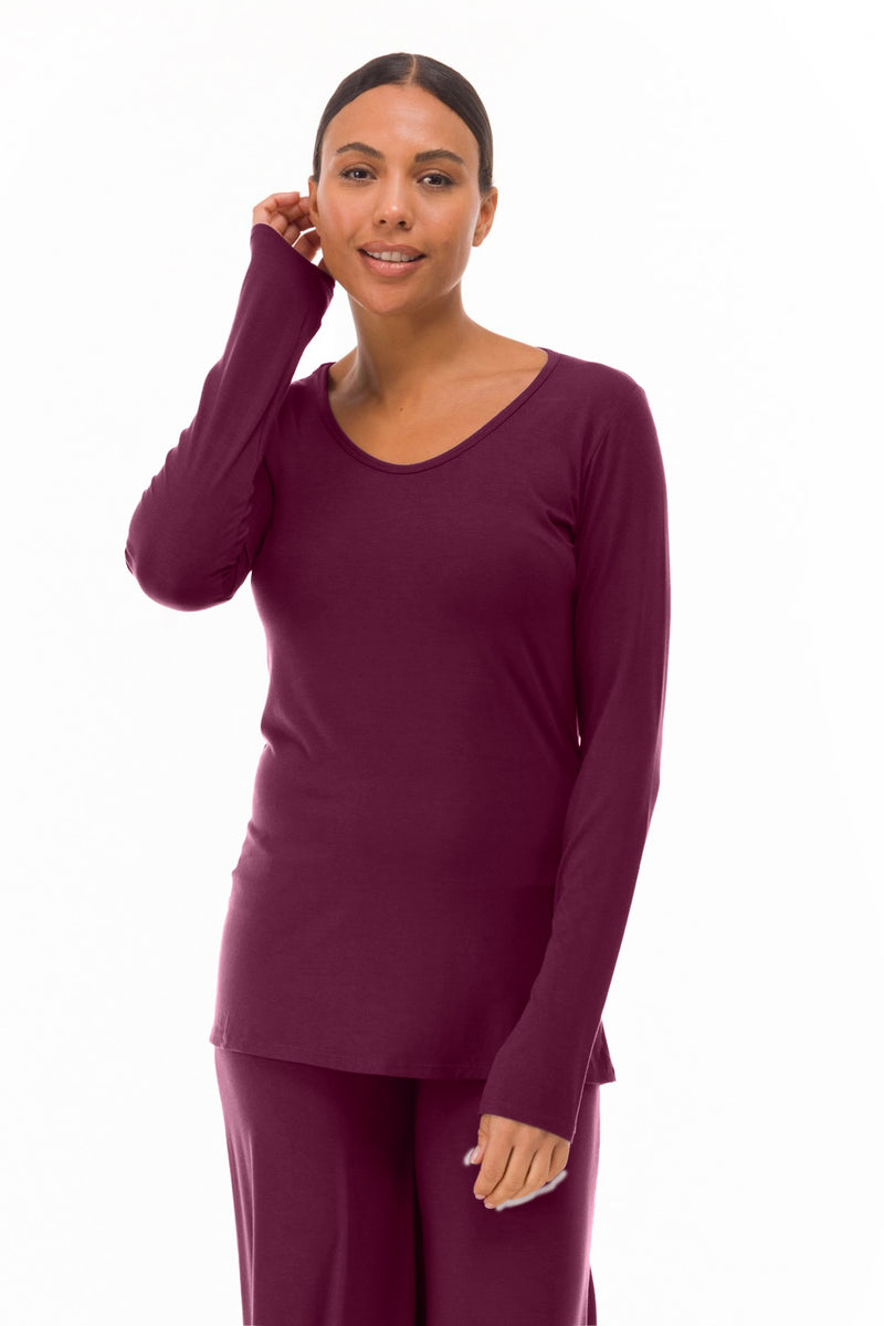 BAMBOO LONG SLEEVE TOP BERRY