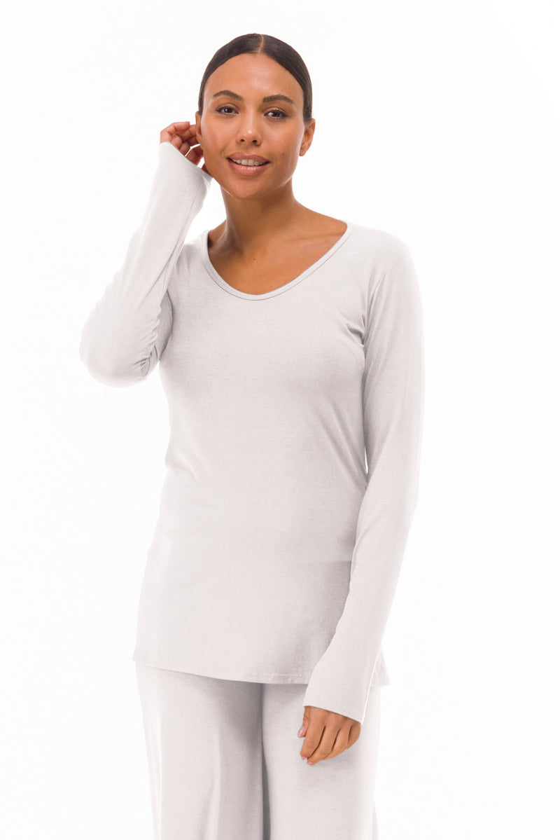 BAMBOO LONG SLEEVE TOP SILVER GREY