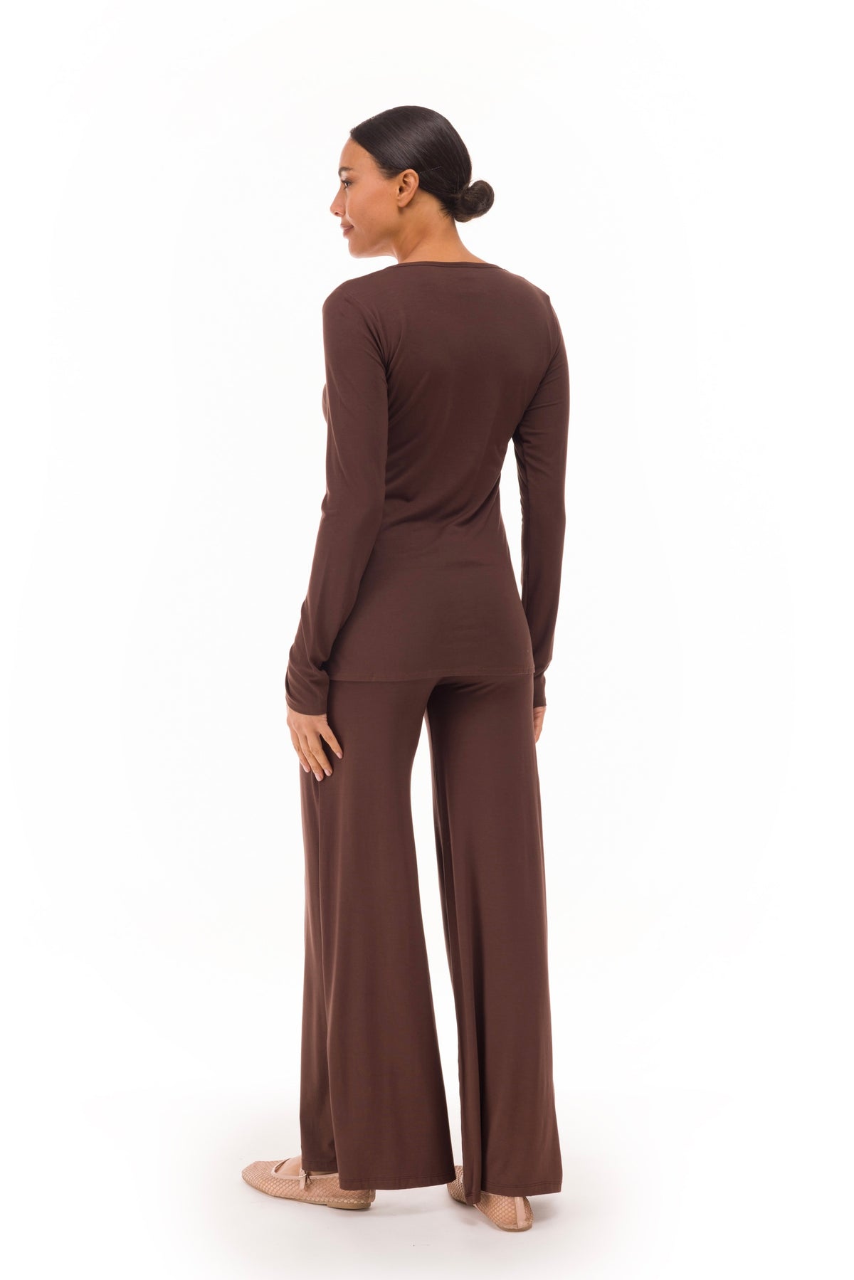 BAMBOO LONG SLEEVE TOP BROWN