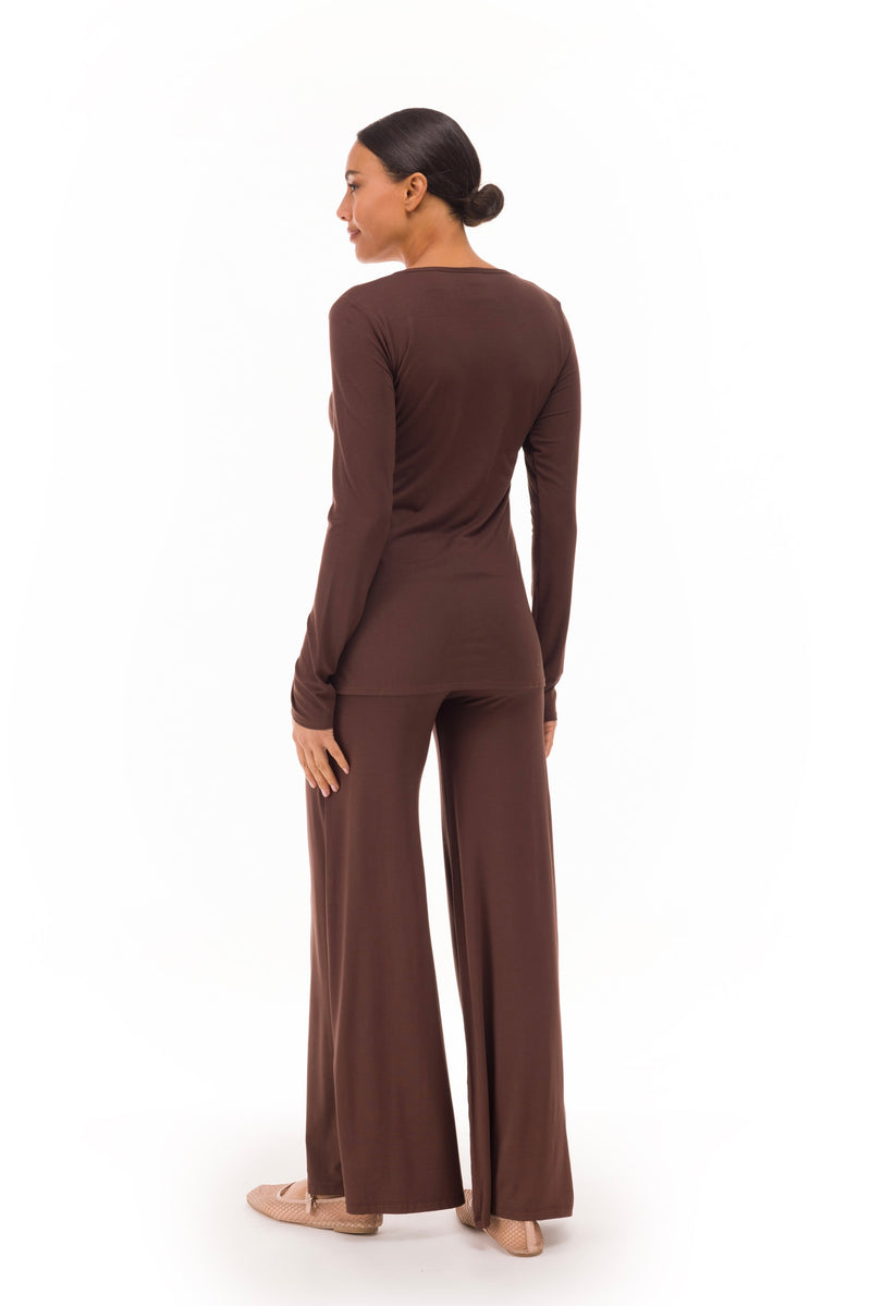 BAMBOO LONG SLEEVE TOP BROWN