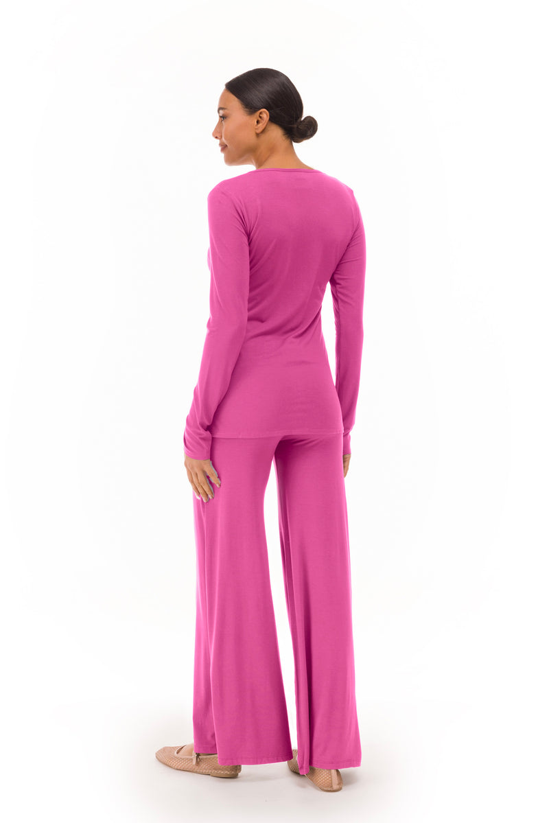 BAMBOO LONG SLEEVE TOP LIPSTICK PINK