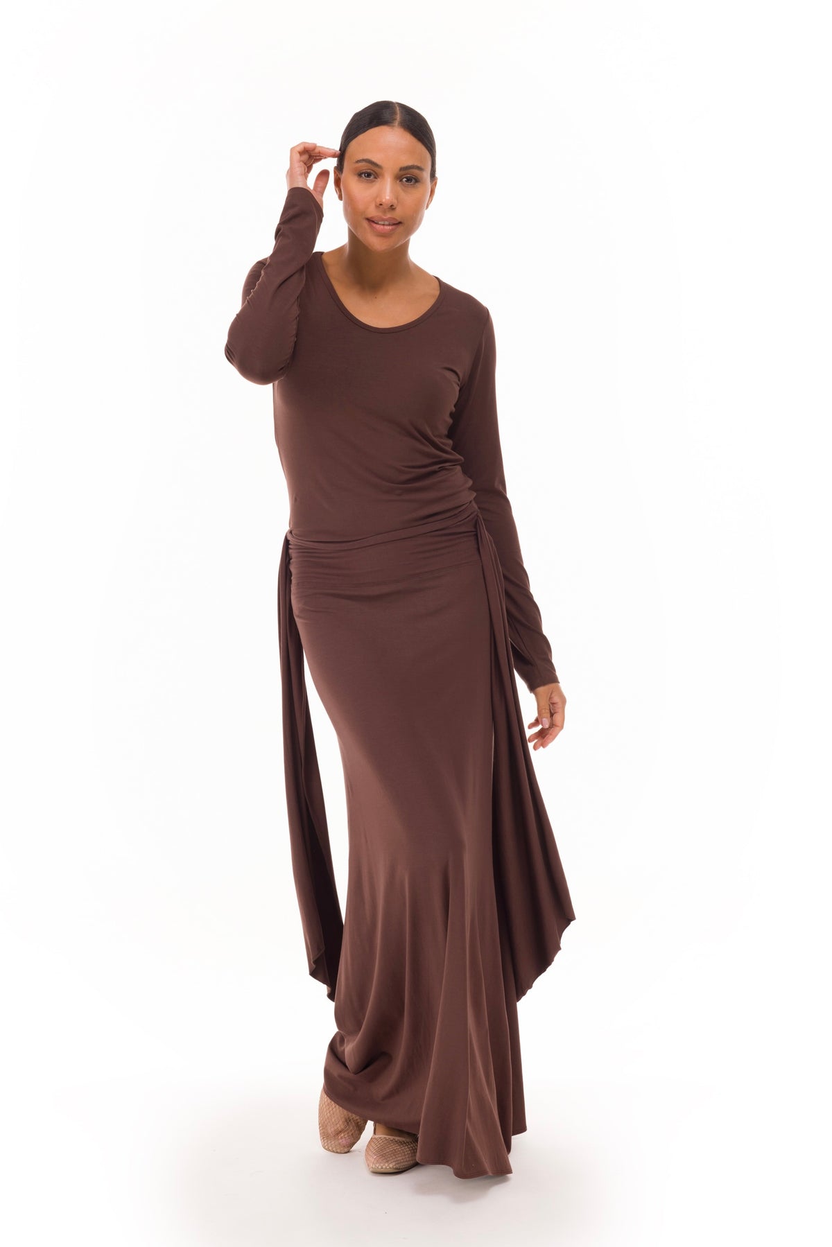 BAMBOO LONG SLEEVE TOP BROWN