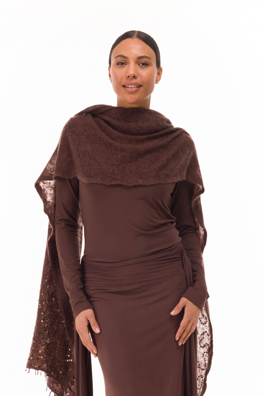 BAMBOO LONG SLEEVE TOP BROWN