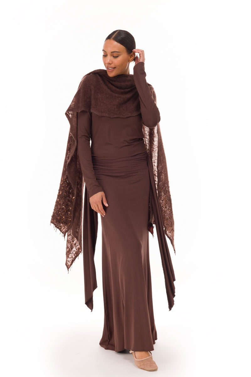 BAMBOO LONG SLEEVE TOP BROWN