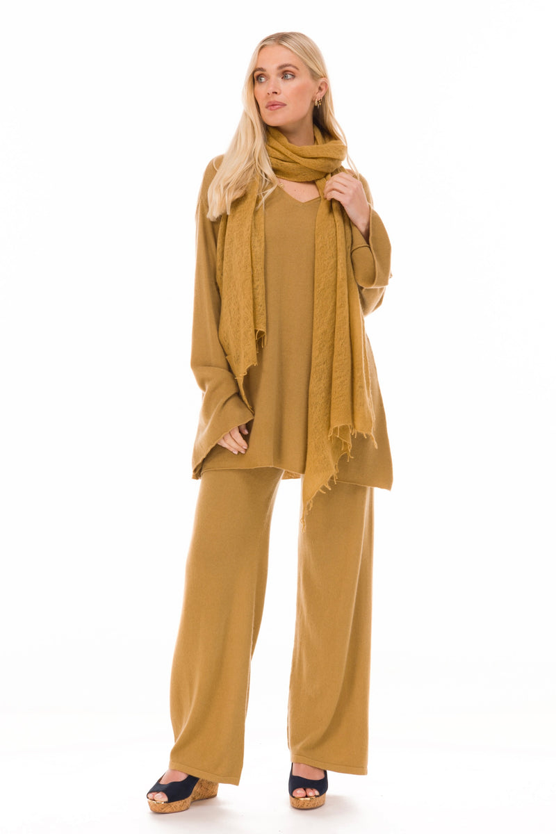 100% CASHMERE FLUTED V-NECK JUMPER PISTACHIO