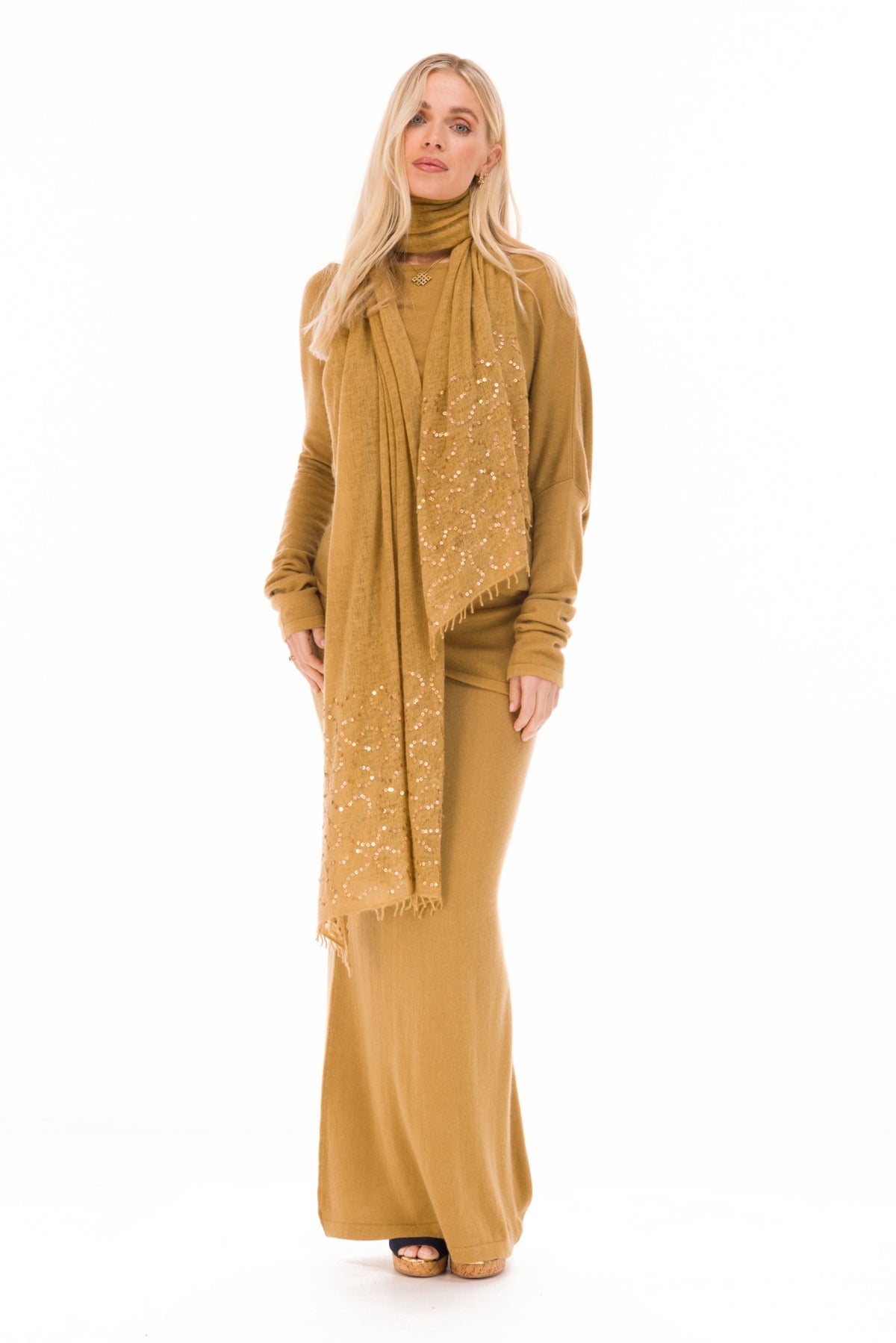 100% CASHMERE A-LINE SKIRT PISTACHIO