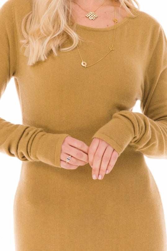 100% CASHMERE MAXI FITTED DRESS PISTACHIO