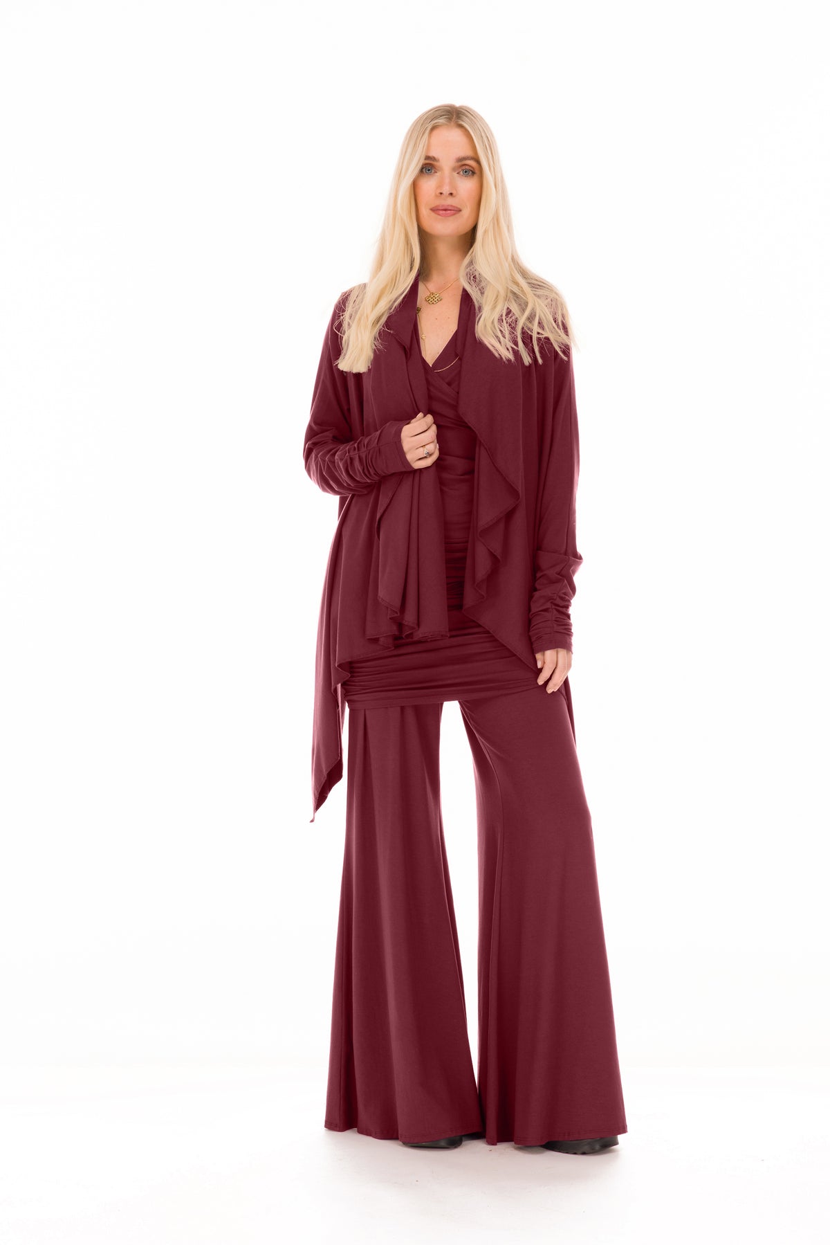 BAMBOO WATERFALL JACKET BURGUNDY