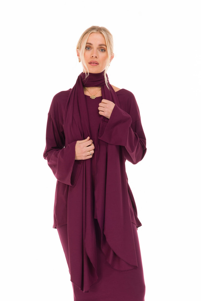 BAMBOO SIDE SLIT SKIRT BERRY