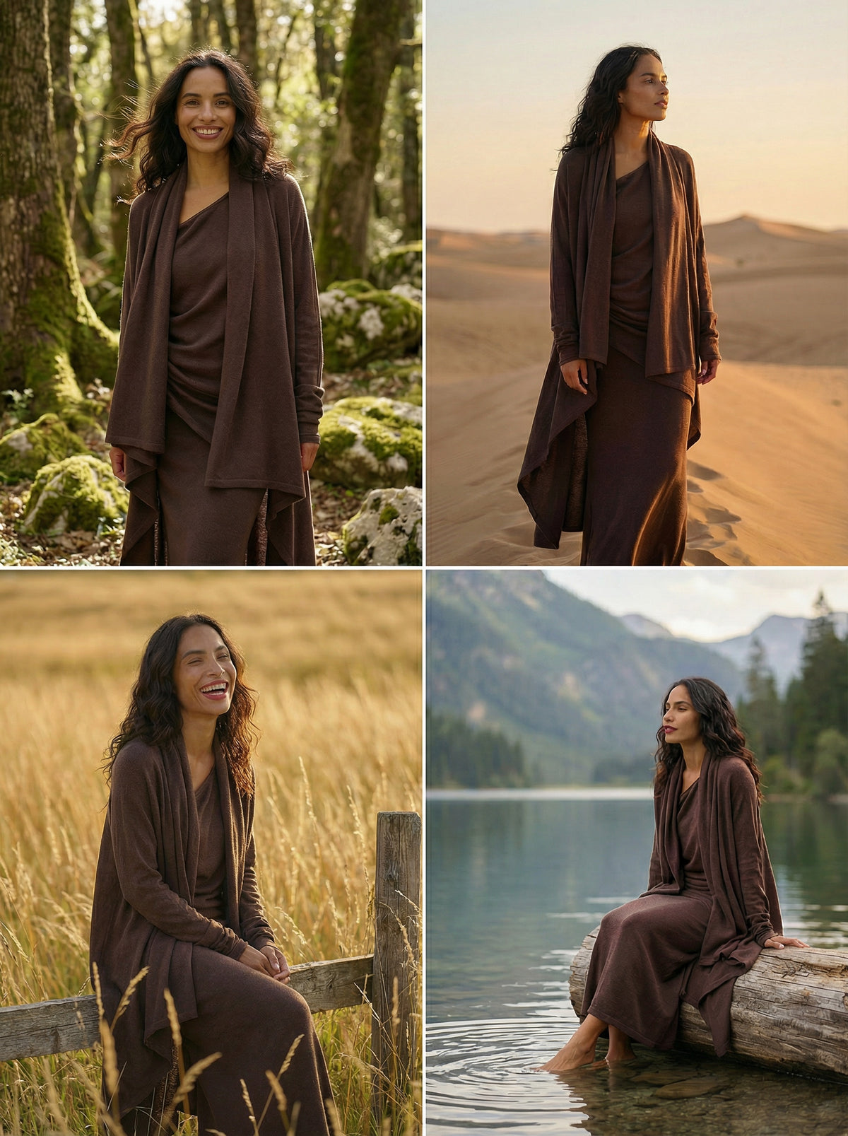 NEW 100% MONGOLIAN CASHMERE WATERFALL JACKET BROWN