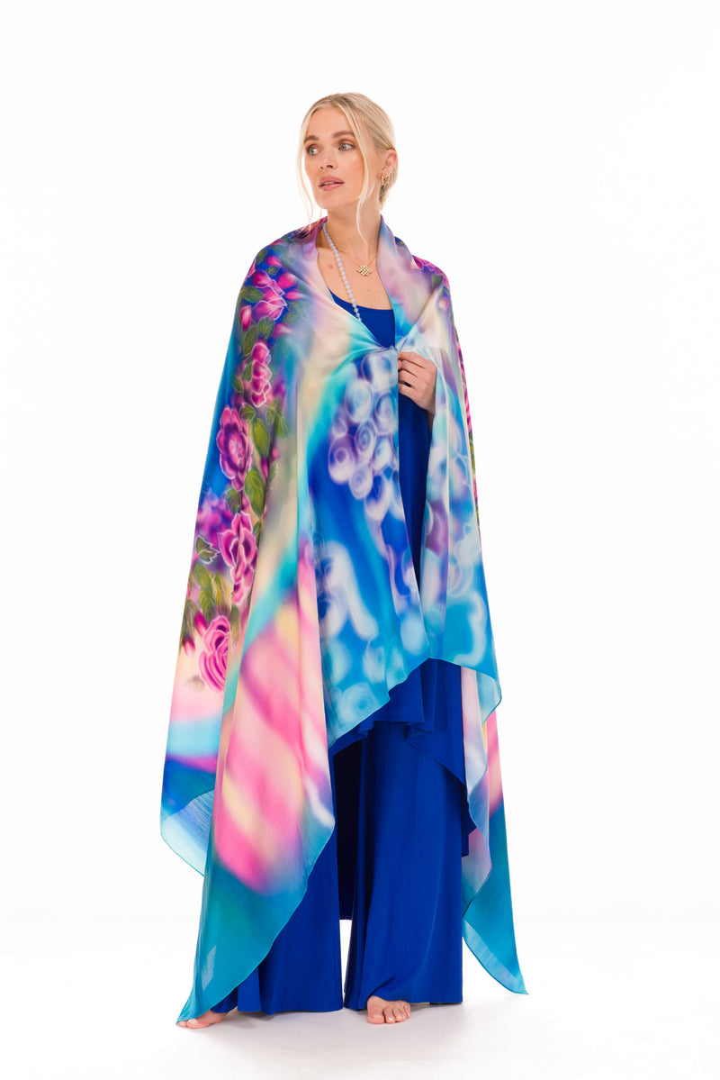 WHITE TARA SILK SHAWL - EMBRACE OF HEALING