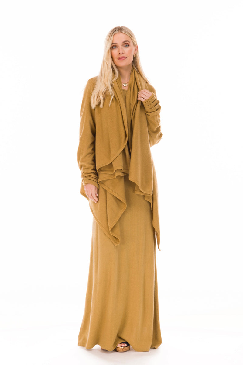 100% CASHMERE MAXI FITTED DRESS PISTACHIO