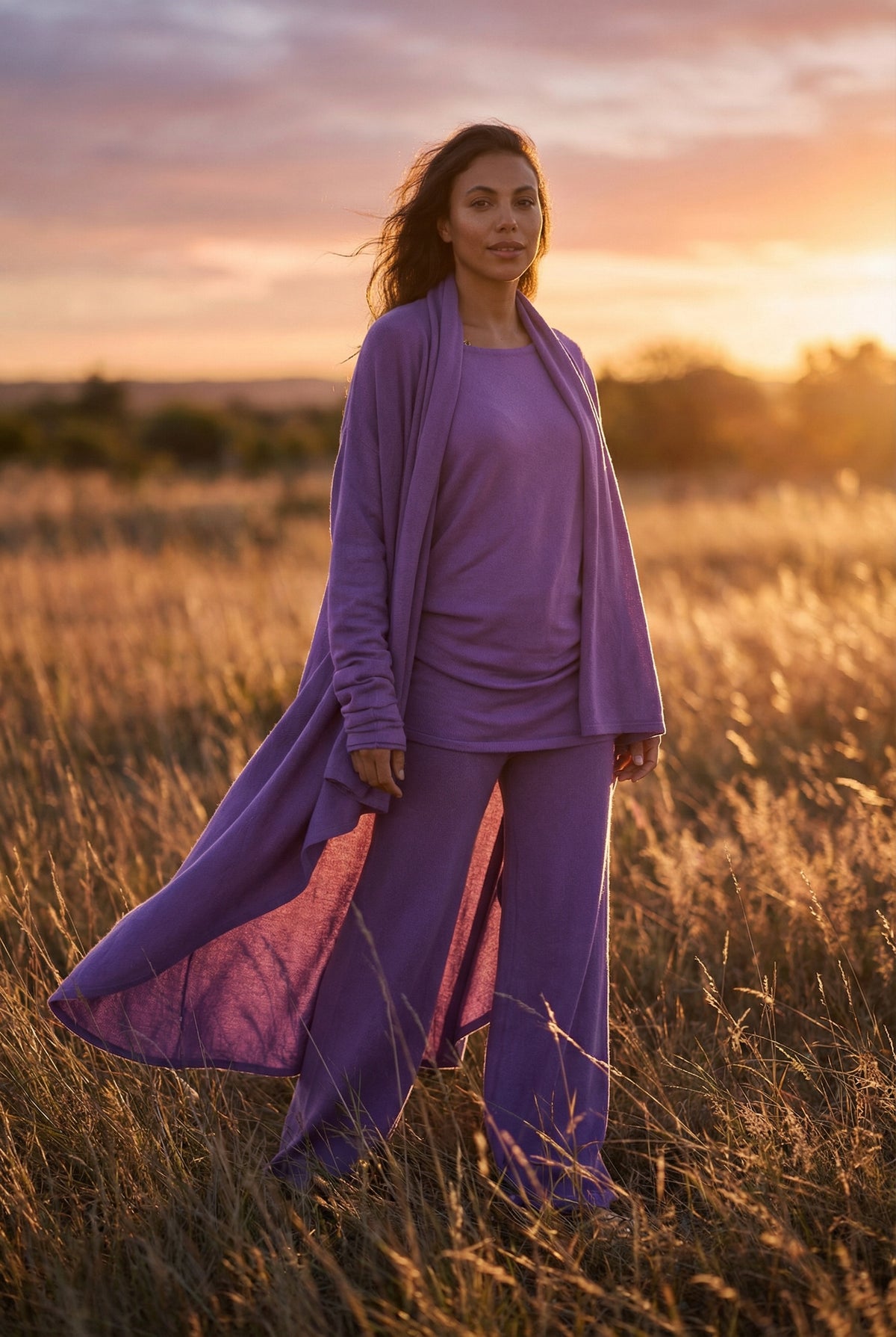 NEW 100% MONGOLIAN CASHMERE WATERFALL JACKET LAVENDER