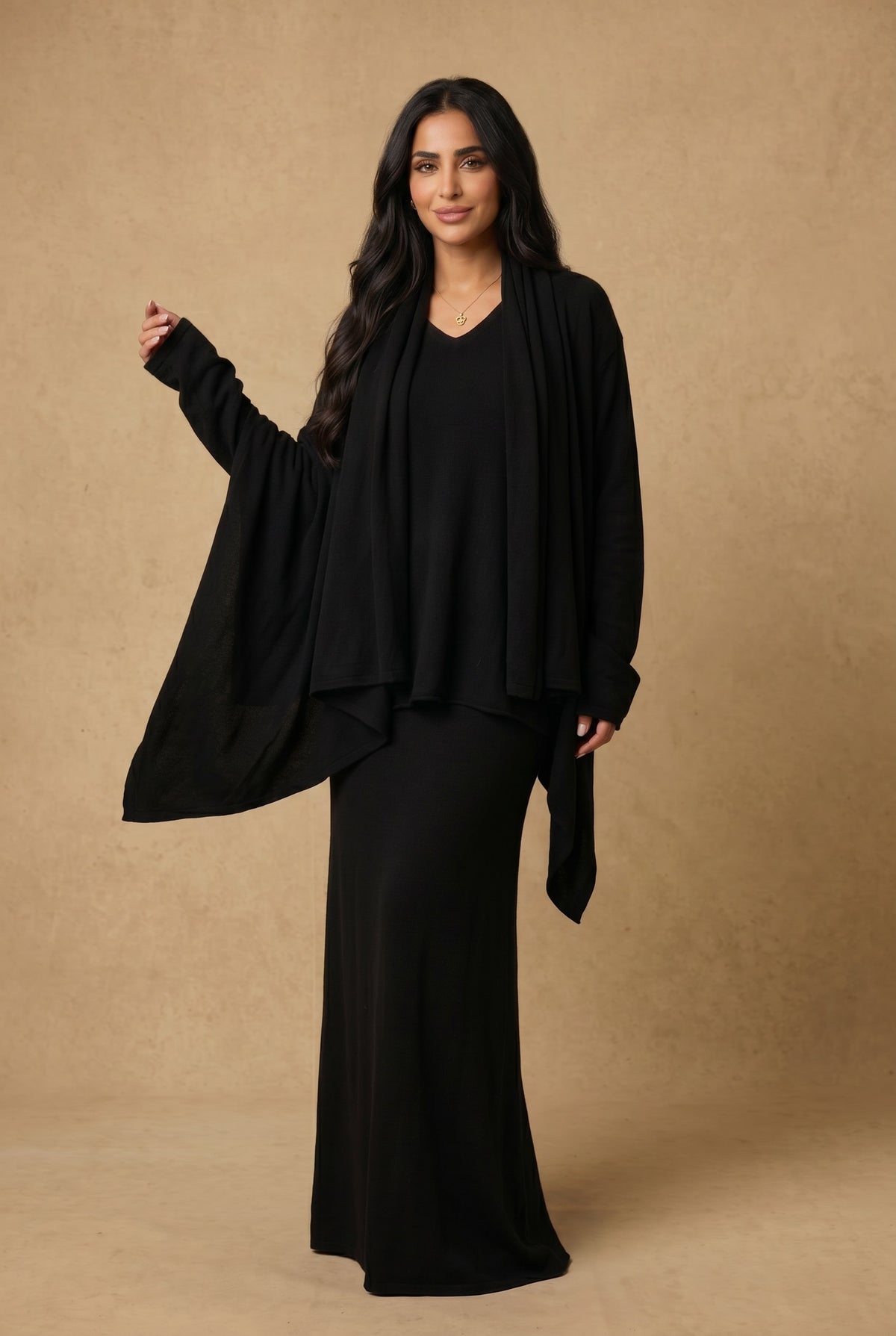 NEW 100% MONGOLIAN CASHMERE WATERFALL JACKET BLACK