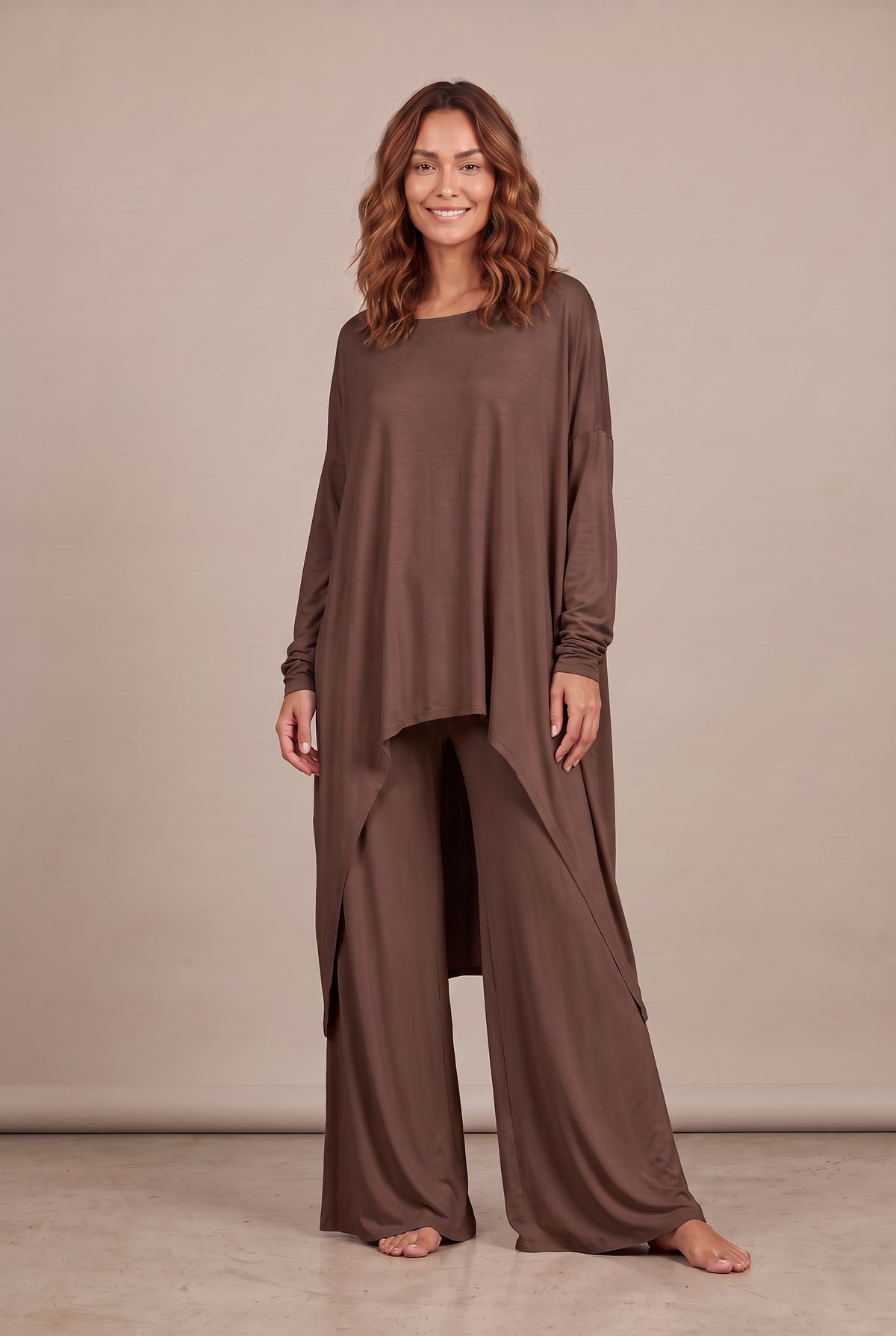 NEW BAMBOO SLOUCHY TOP BROWN
