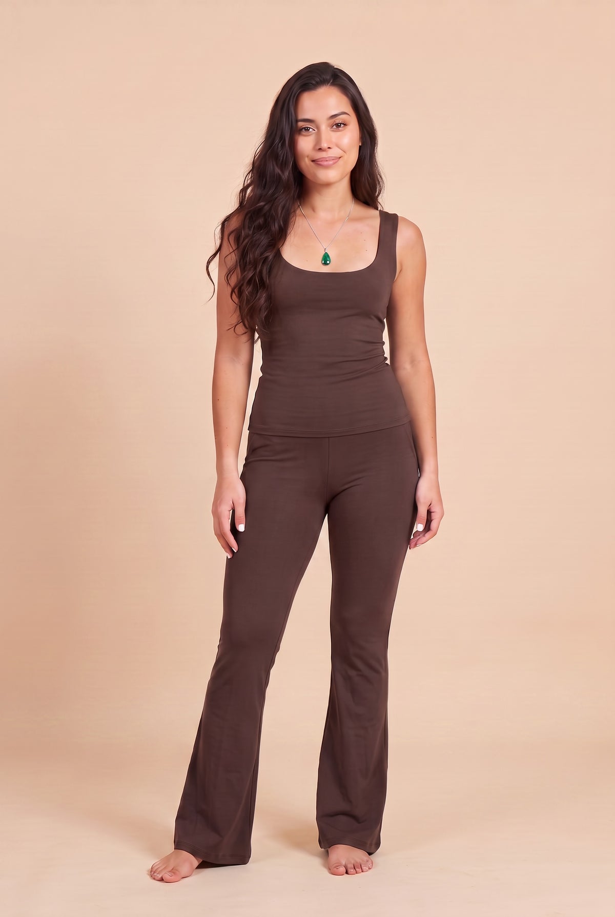 BAMBOO NEW SQUARE NECK TOP BROWN