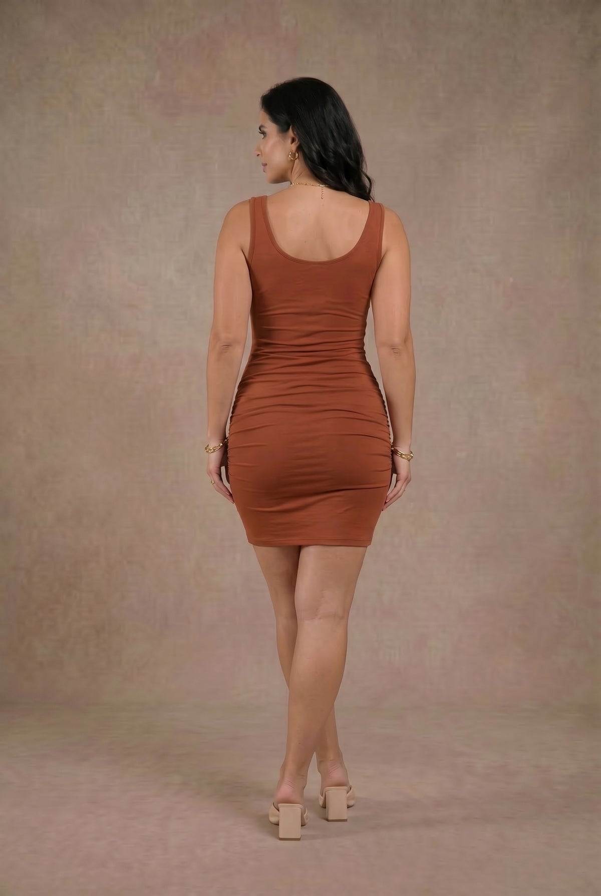 BAMBOO LONG VEST DRESS TERRACOTTA