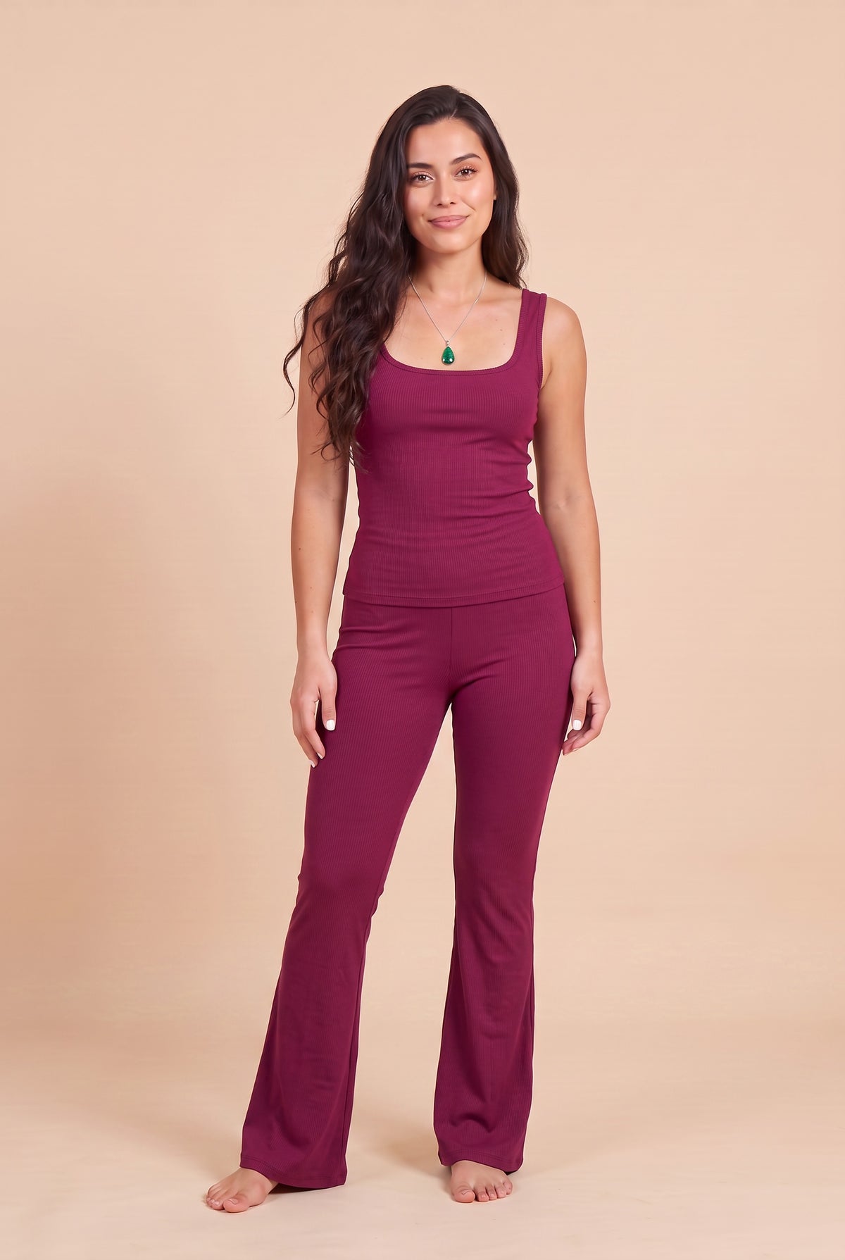 BAMBOO NEW SQUARE NECK TOP BERRY