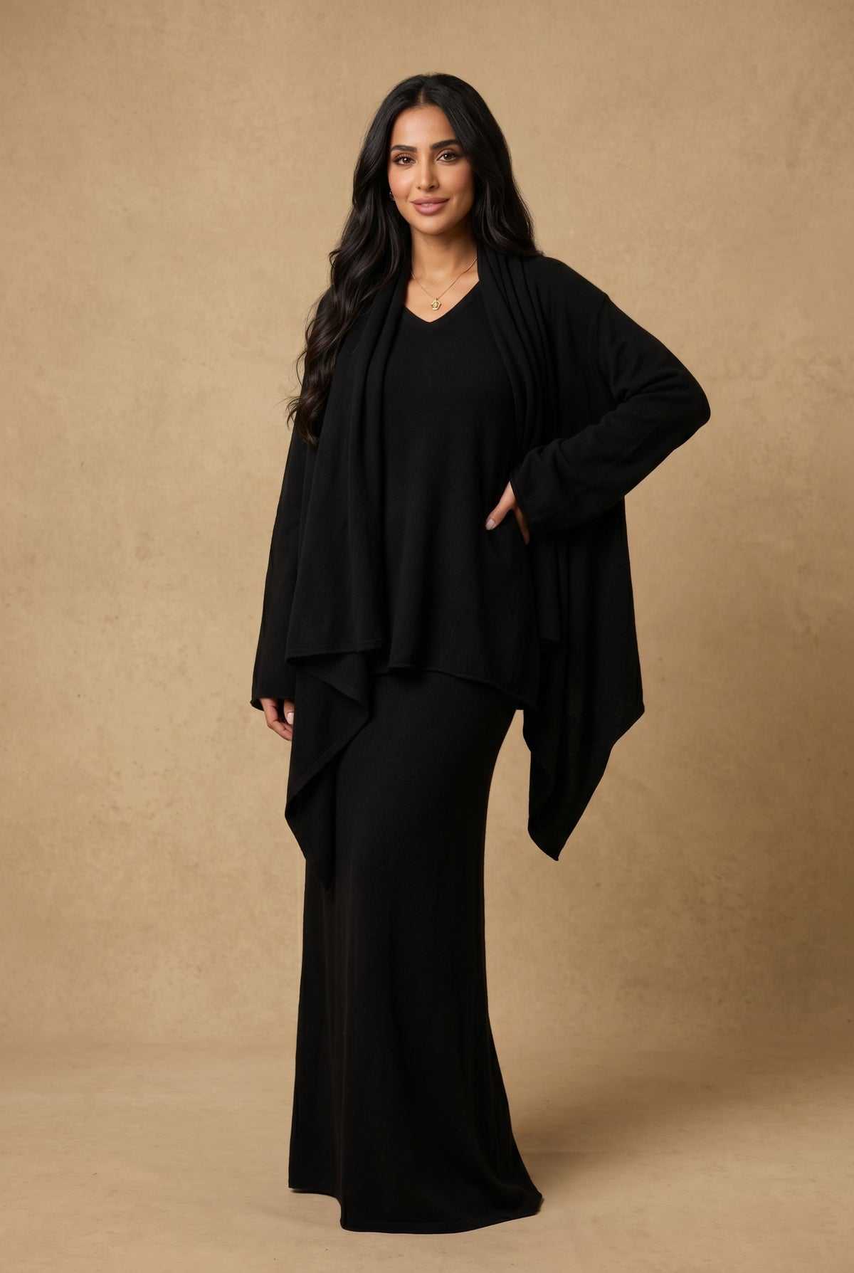 NEW 100% MONGOLIAN CASHMERE WATERFALL JACKET BLACK