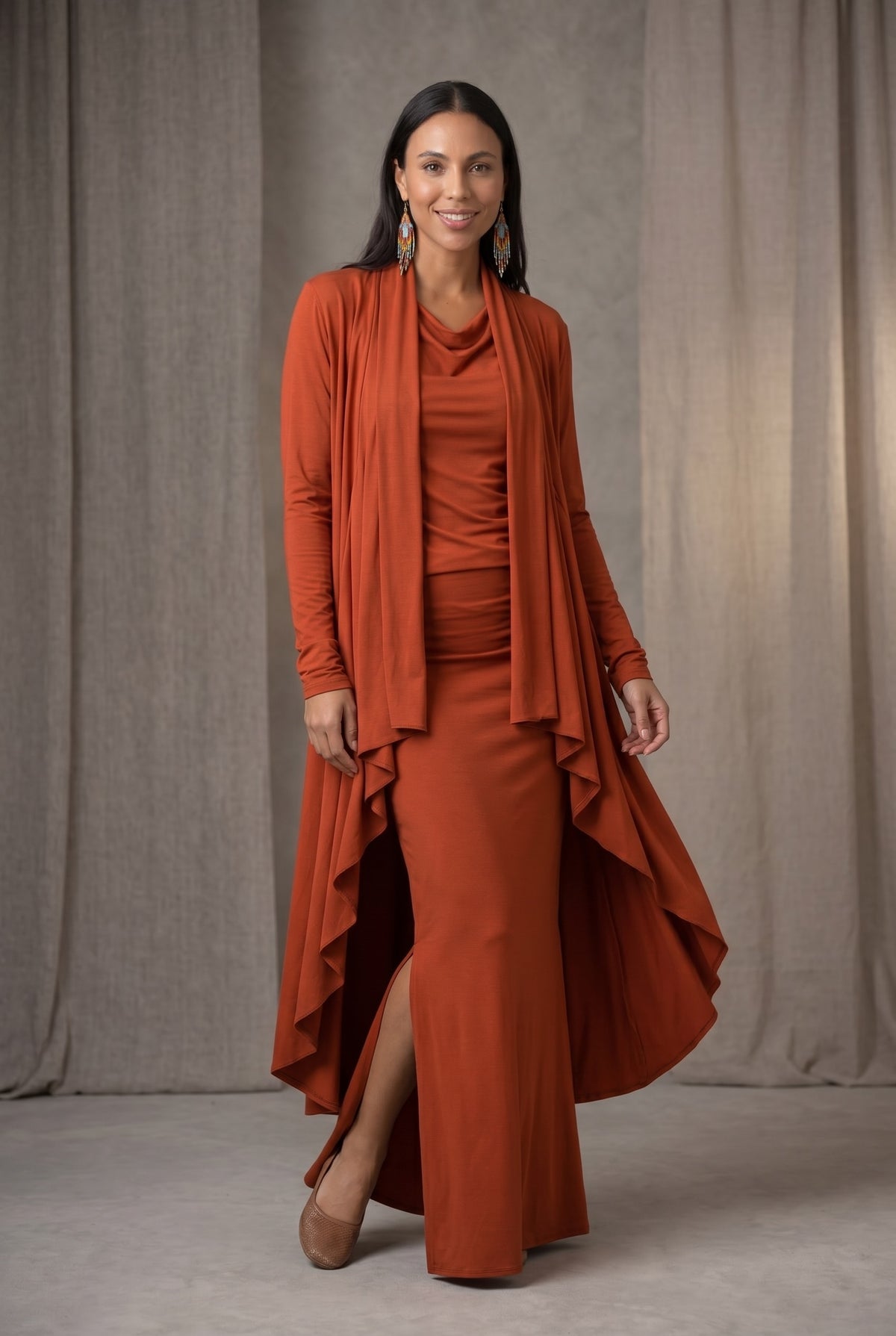 BAMBOO WATERFALL JACKET TERRACOTTA