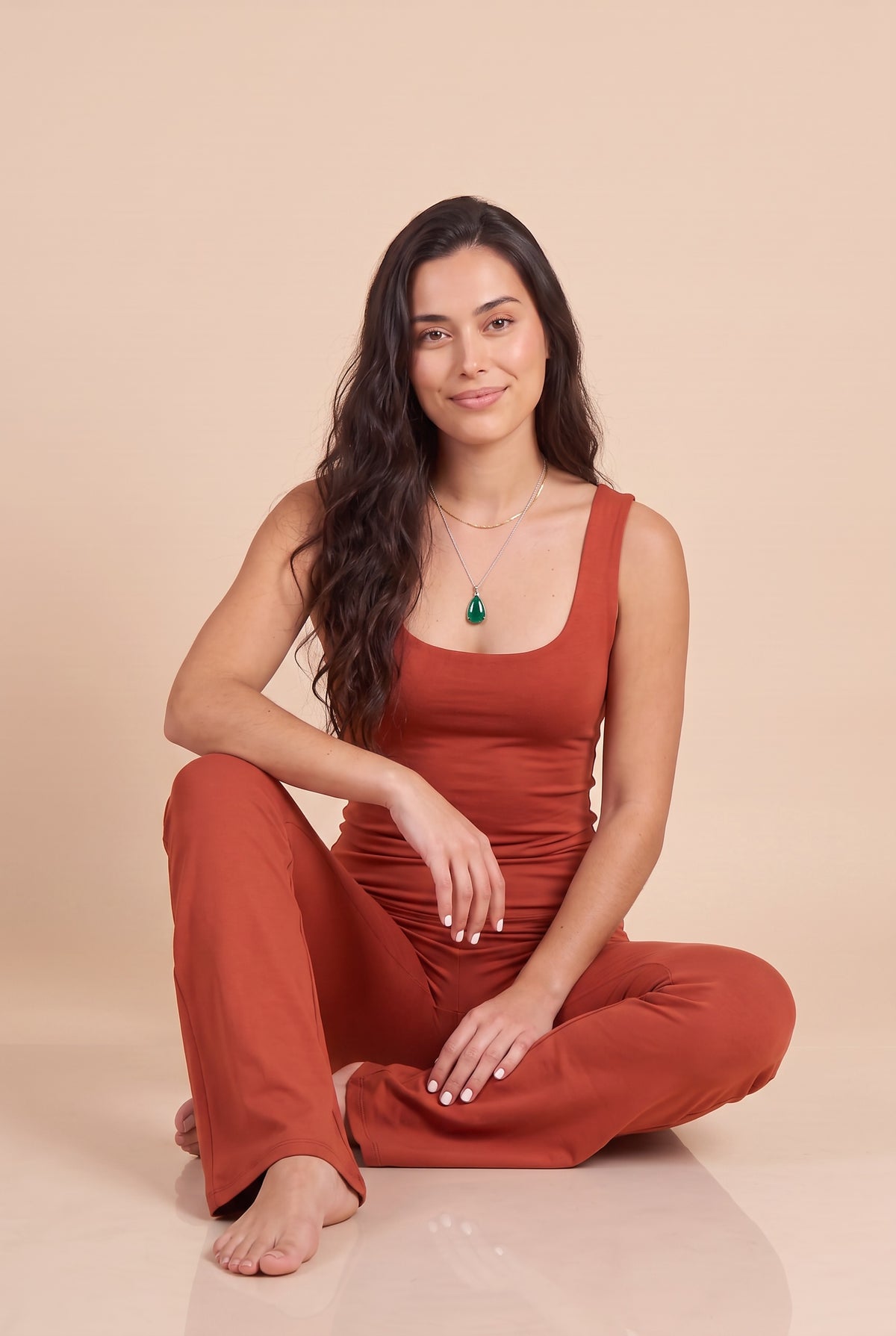 BAMBOO NEW SQUARE NECK TOP TERRACOTTA