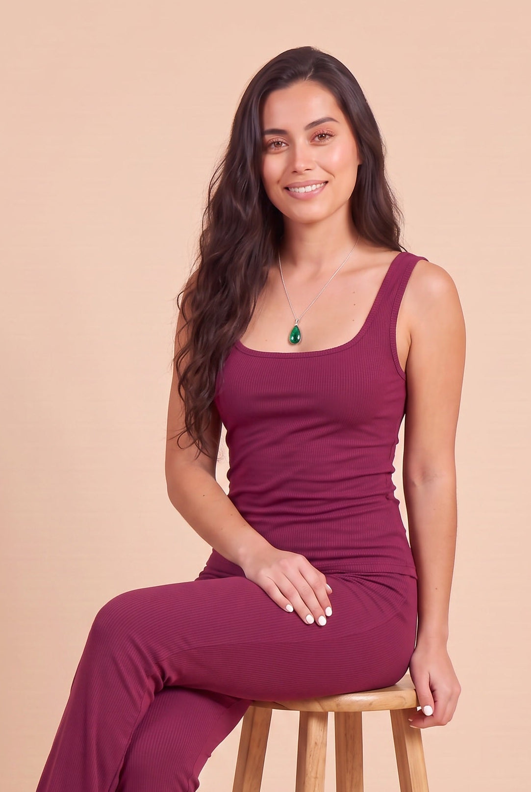 BAMBOO NEW SQUARE NECK TOP BERRY