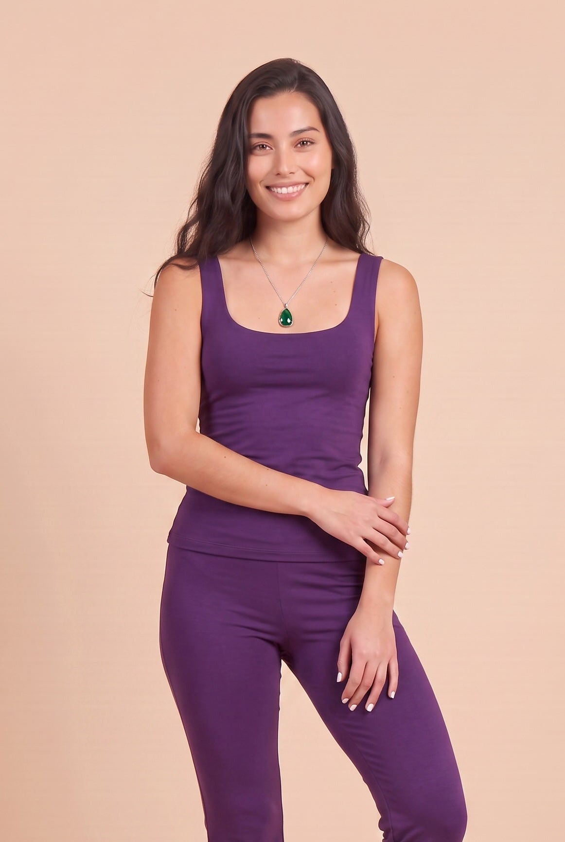 BAMBOO NEW SQUARE NECK TOP PURPLE