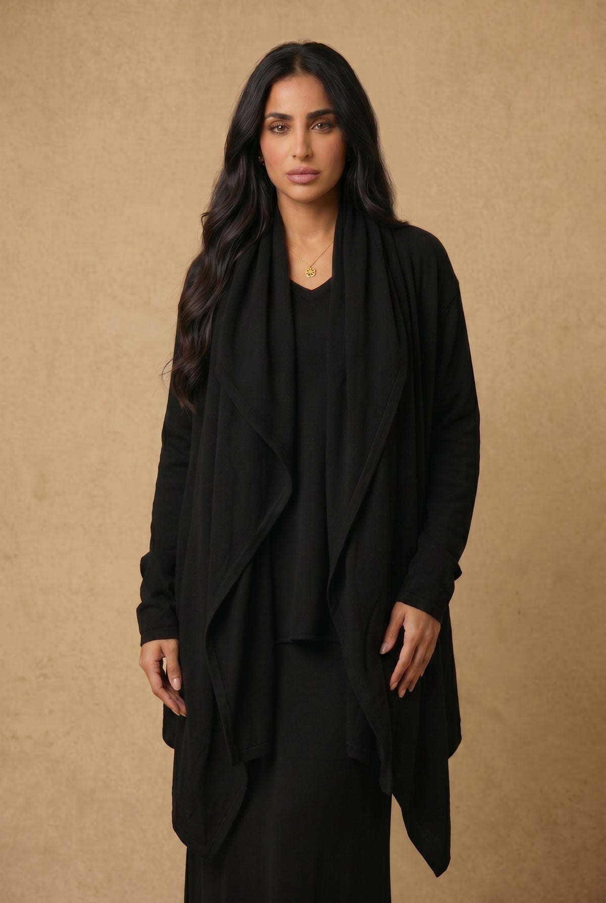 NEW 100% MONGOLIAN CASHMERE WATERFALL JACKET BLACK