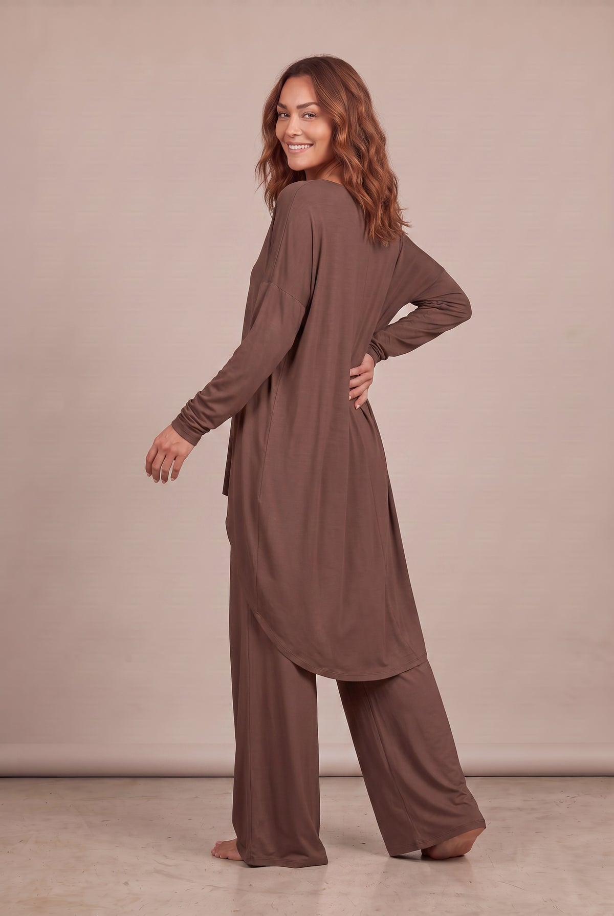 NEW BAMBOO SLOUCHY TOP BROWN