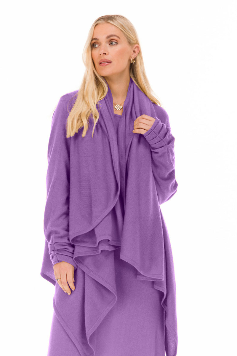NEW 100% MONGOLIAN CASHMERE WATERFALL JACKET LAVENDER