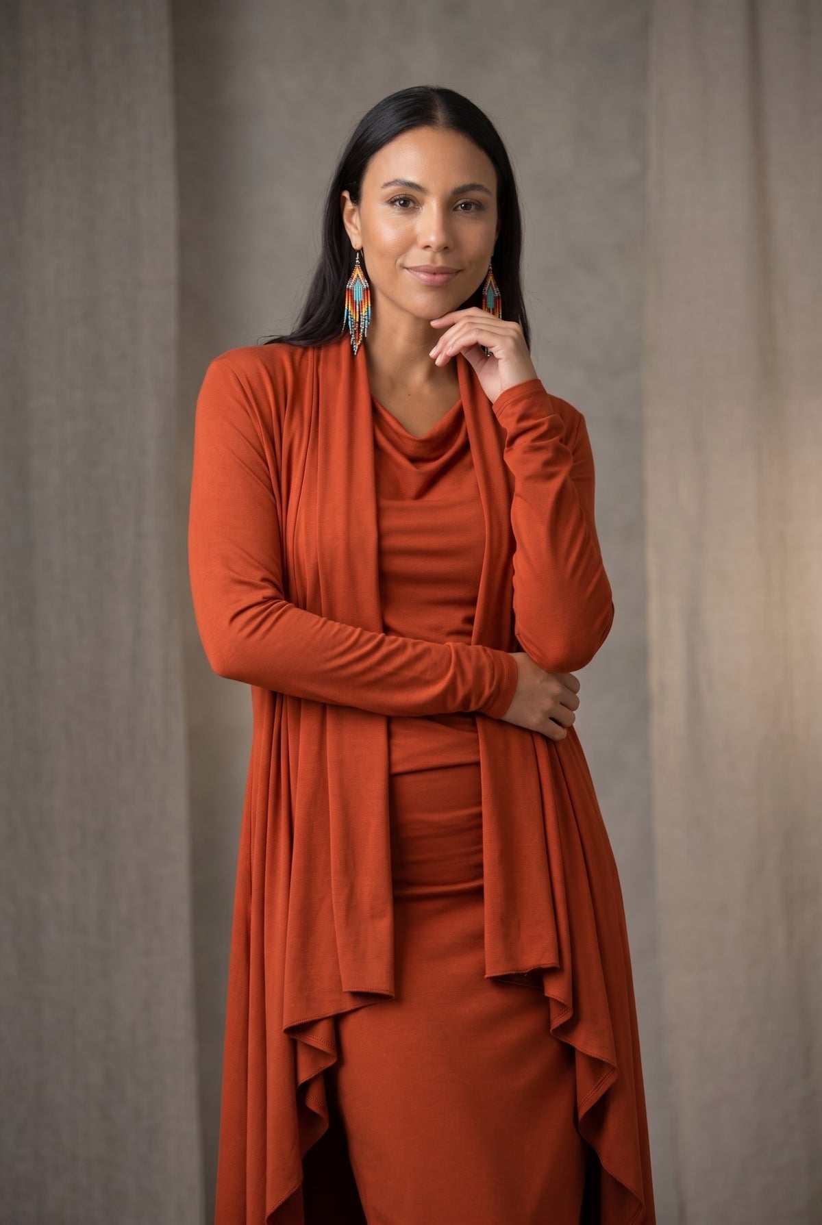 BAMBOO WATERFALL JACKET TERRACOTTA