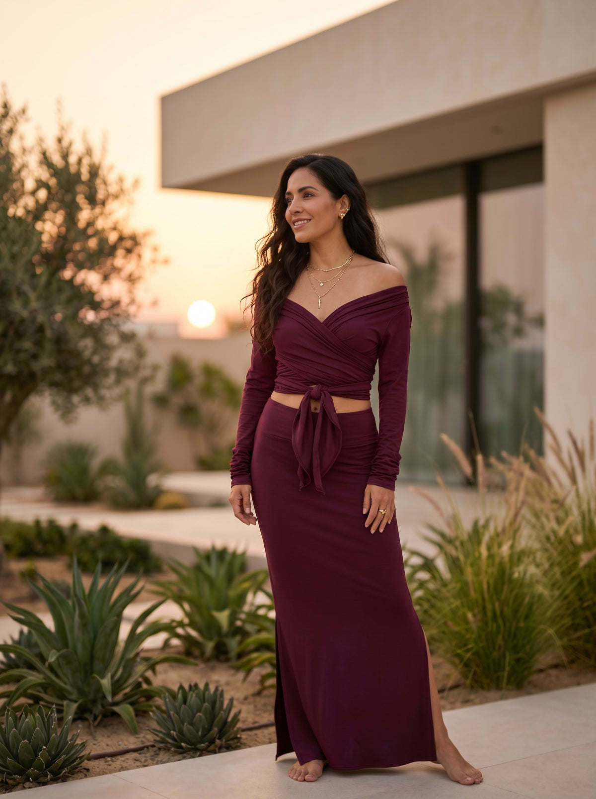 BAMBOO DRAPE SHRUG BERRY