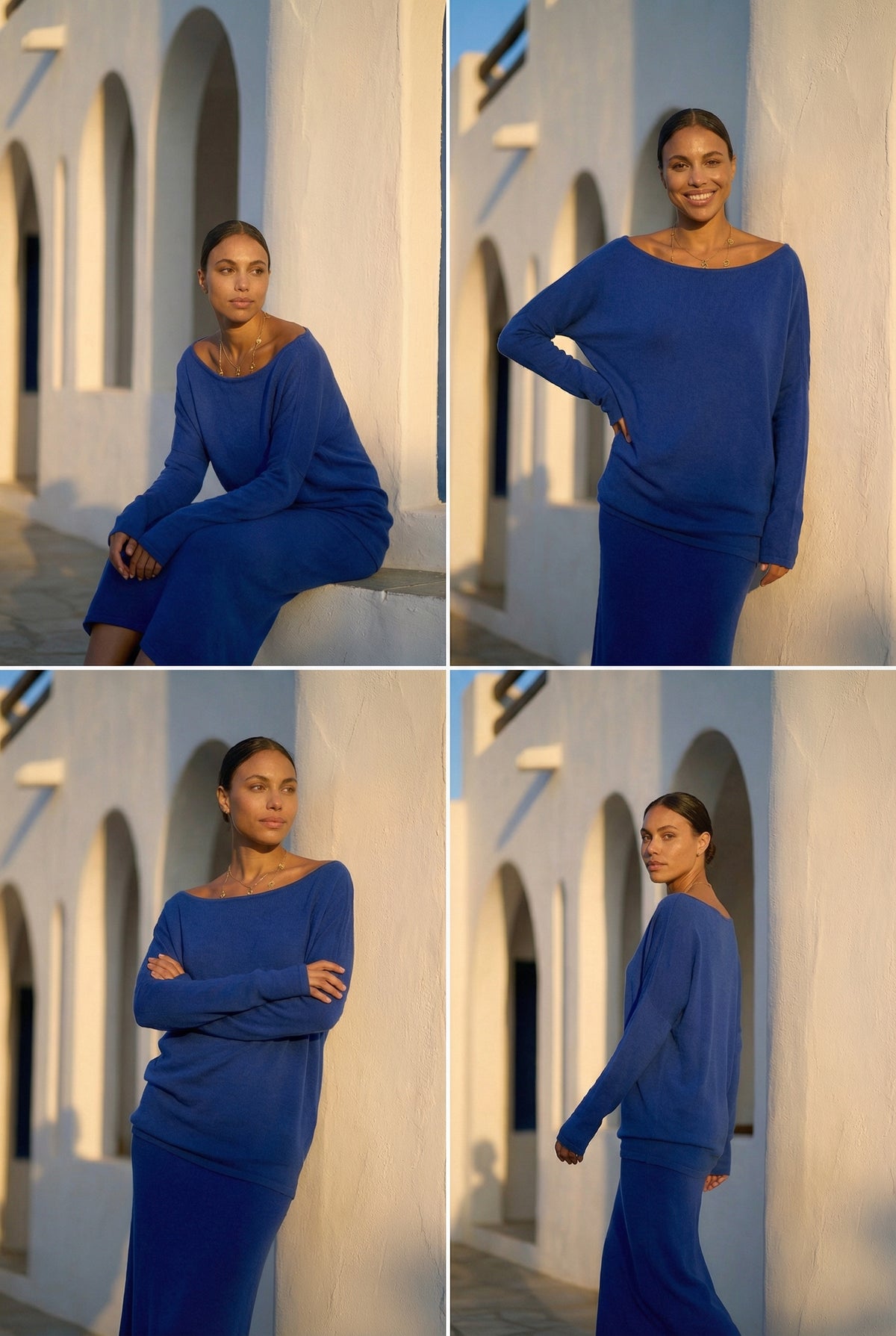 100% CASHMERE OBLIQUE JUMPER ROYAL BLUE