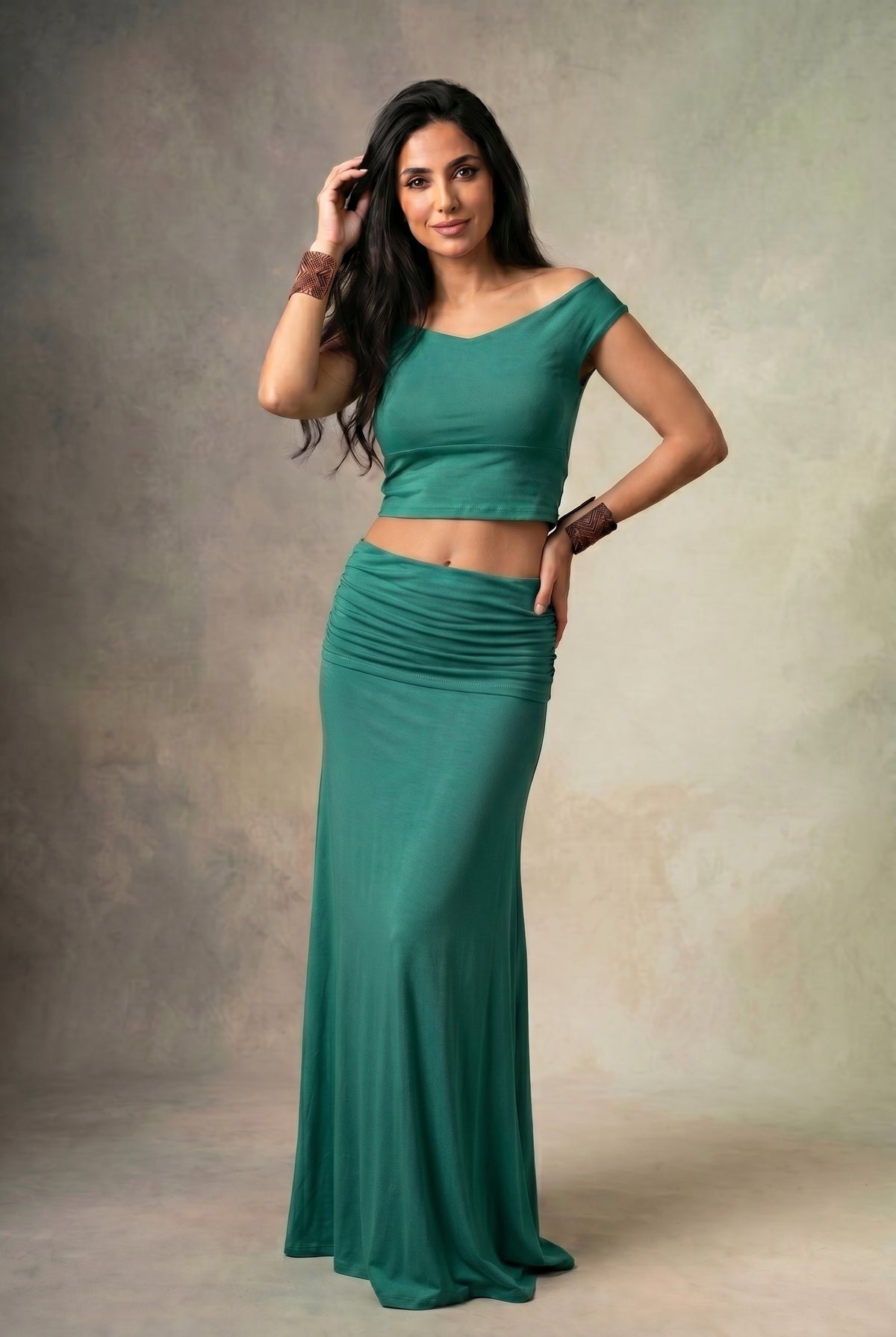 BAMBOO FLAMENCO SKIRT JADE