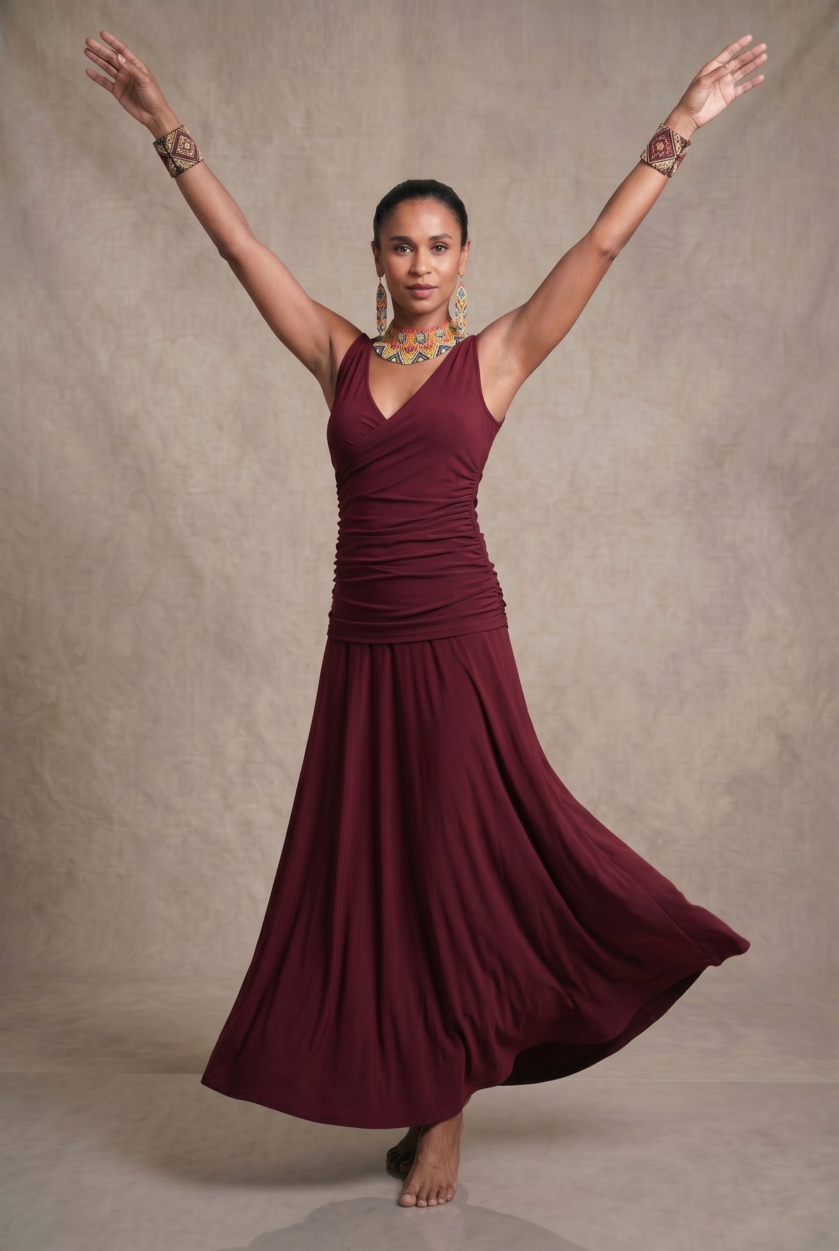 BAMBOO FLAMENCO SKIRT BURGUNDY