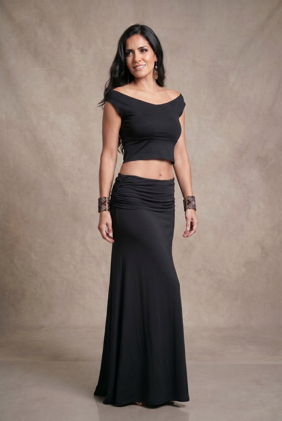 BAMBOO FLAMENCO SKIRT BLACK