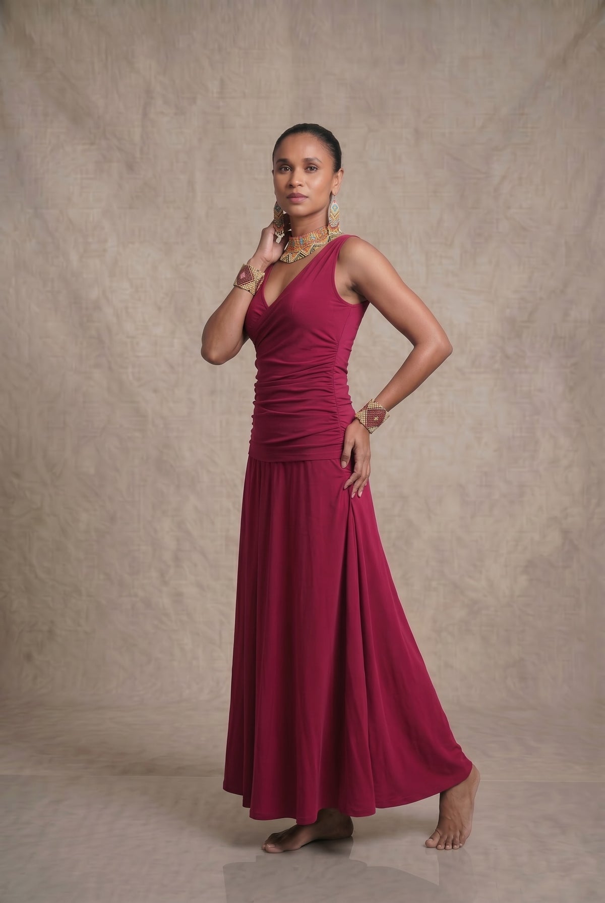 BAMBOO FLAMENCO SKIRT CLARET