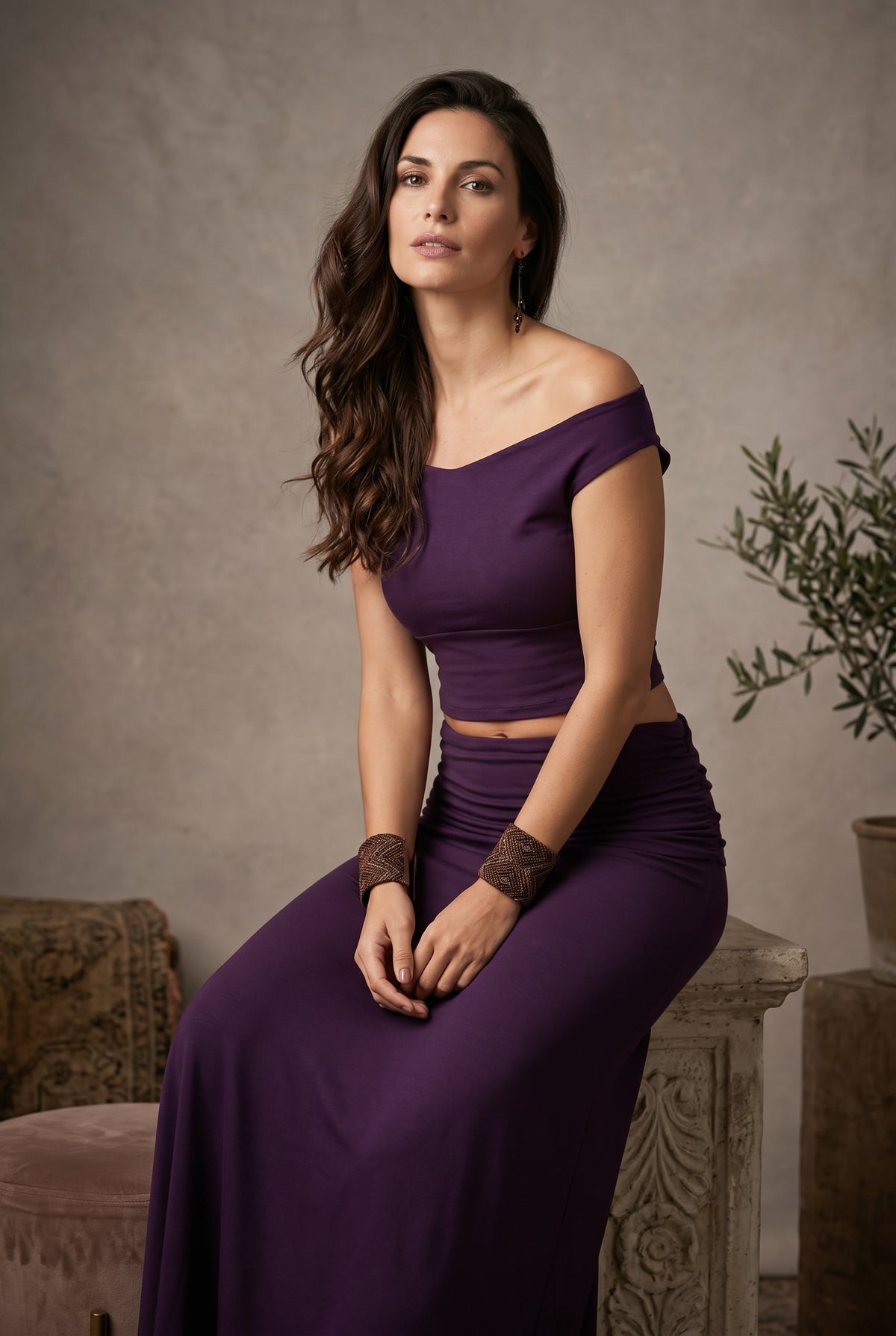 BAMBOO FLAMENCO SKIRT DEEP PURPLE